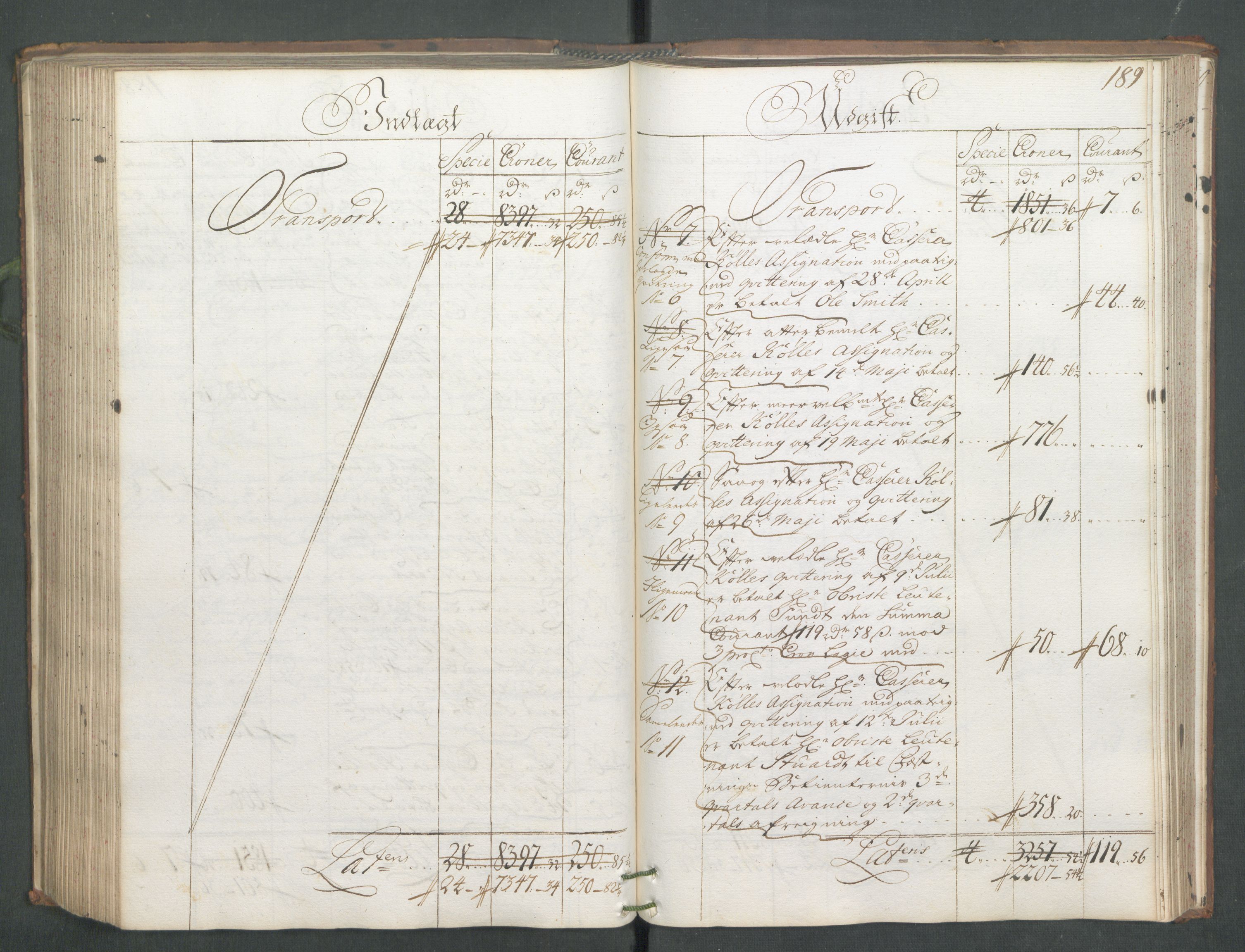 Generaltollkammeret, tollregnskaper, AV/RA-EA-5490/R01/L0006/0001: Tollregnskaper Fredrikshald / Hovedtollbok, 1731, s. 189