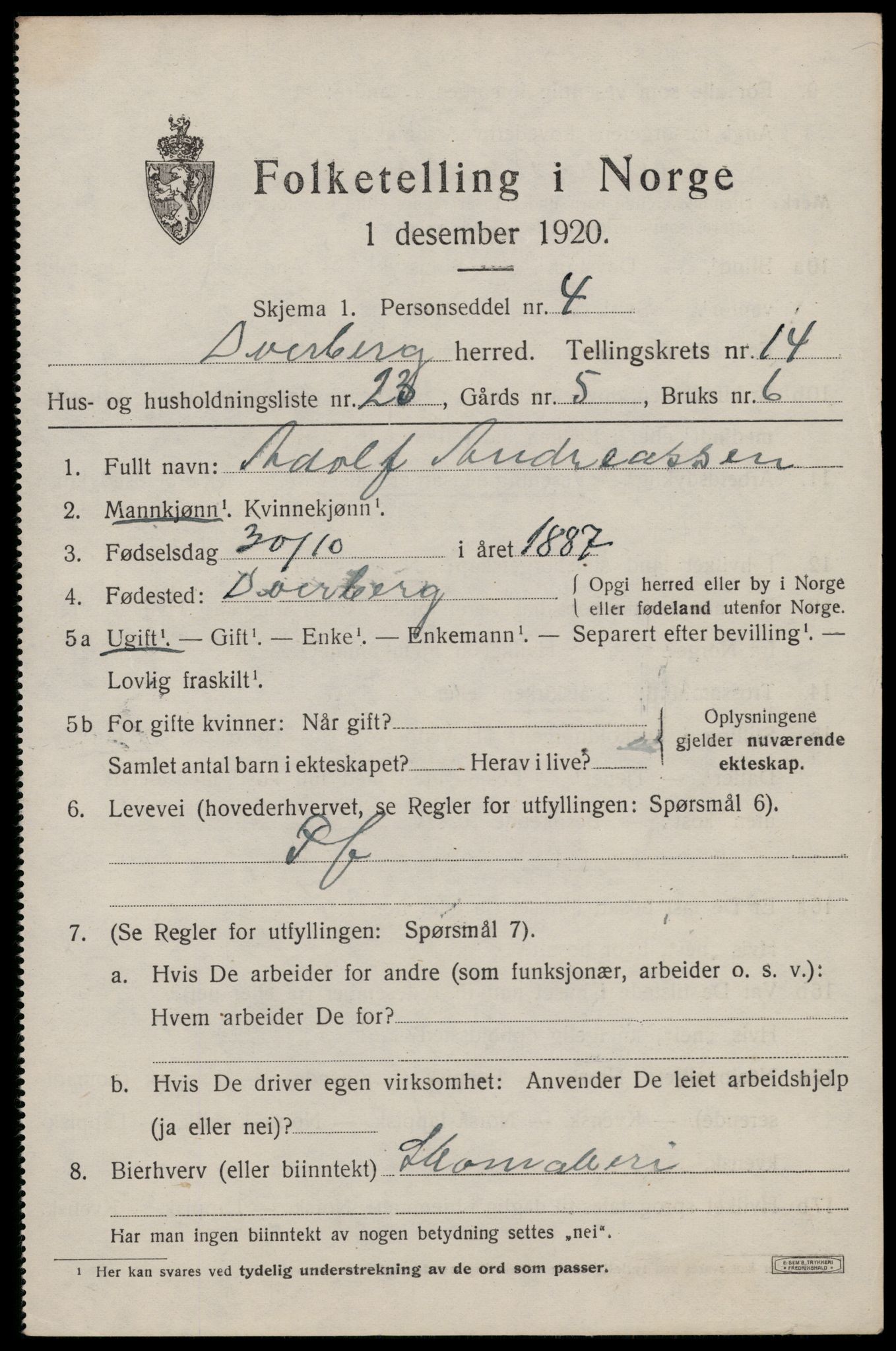 SAT, Folketelling 1920 for 1872 Dverberg herred, 1920, s. 10866