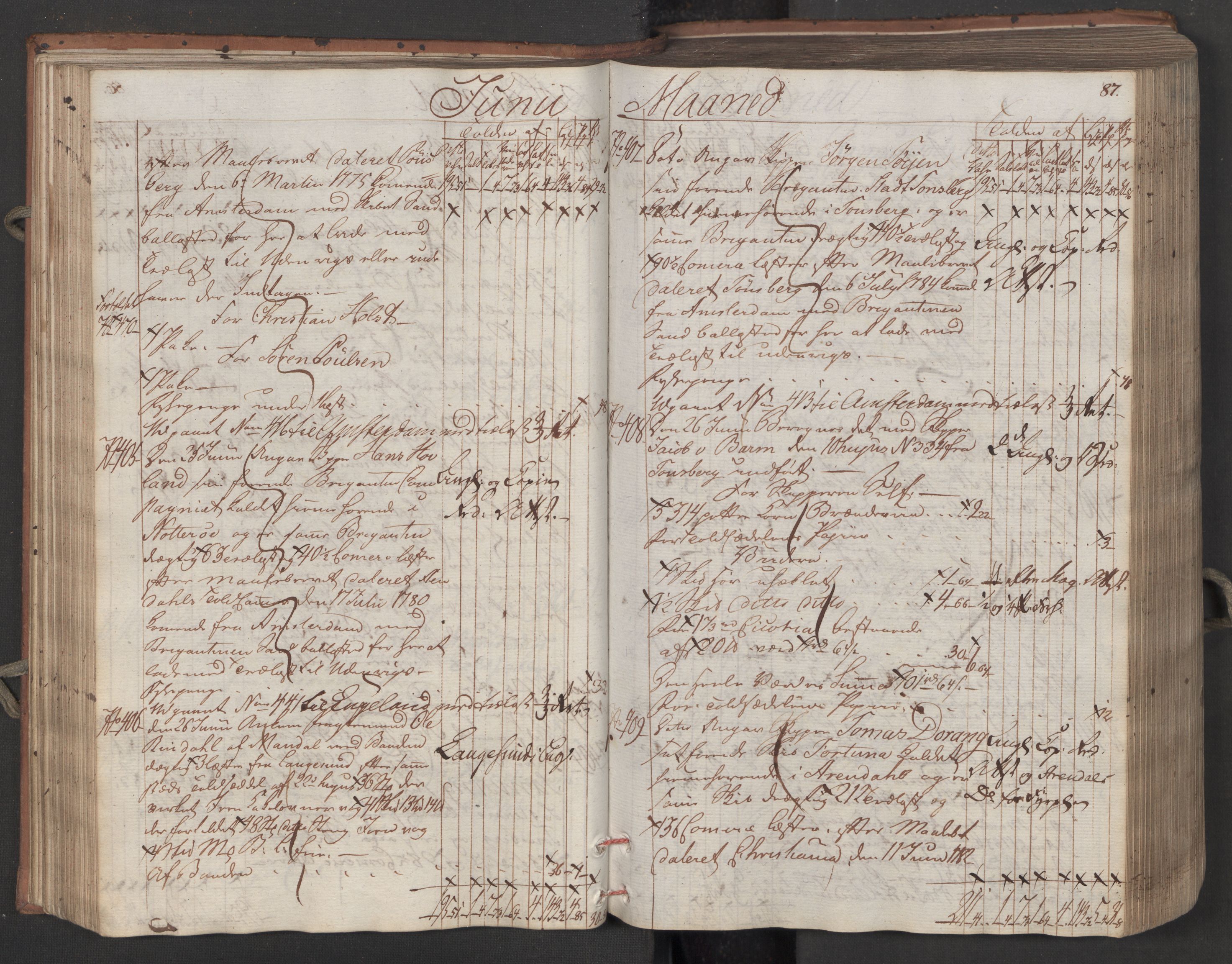 Generaltollkammeret, tollregnskaper, RA/EA-5490/R08/L0158/0001: Tollregnskaper Drammen / Inngående tollbok, 1790, s. 87