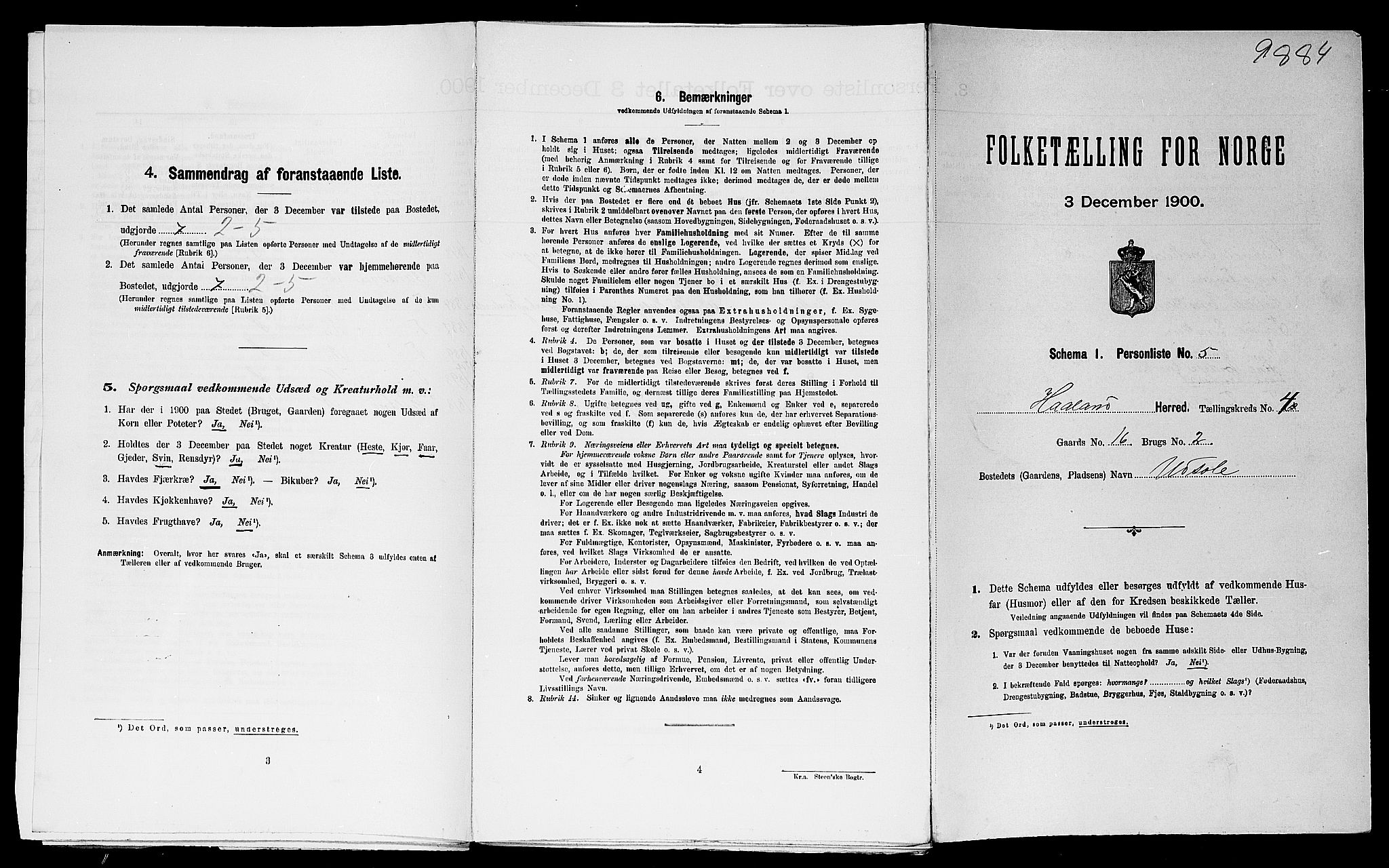 SAST, Folketelling 1900 for 1124 Haaland herred, 1900, s. 613