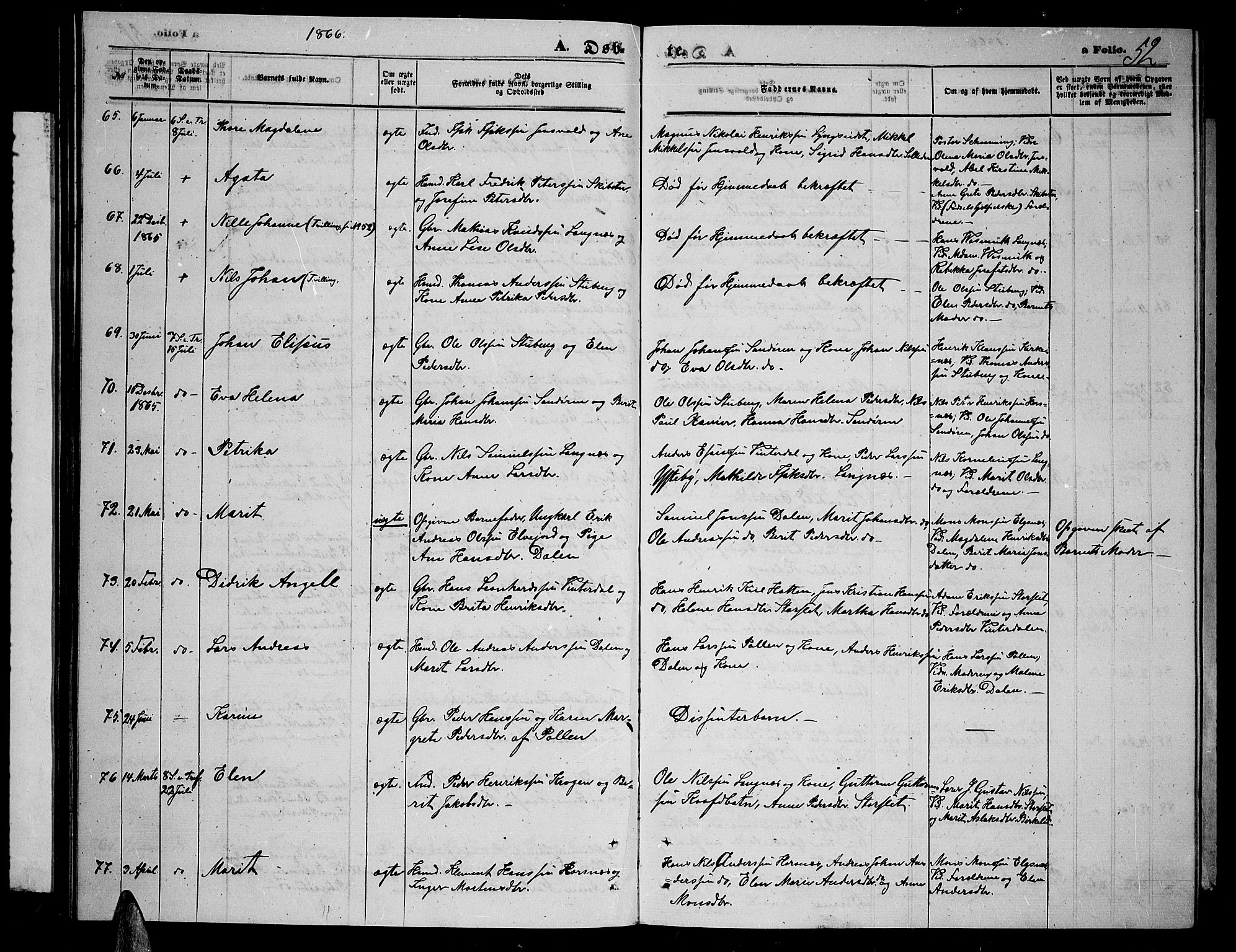 Lyngen sokneprestembete, AV/SATØ-S-1289/H/He/Heb/L0003klokker: Klokkerbok nr. 3, 1861-1867, s. 52