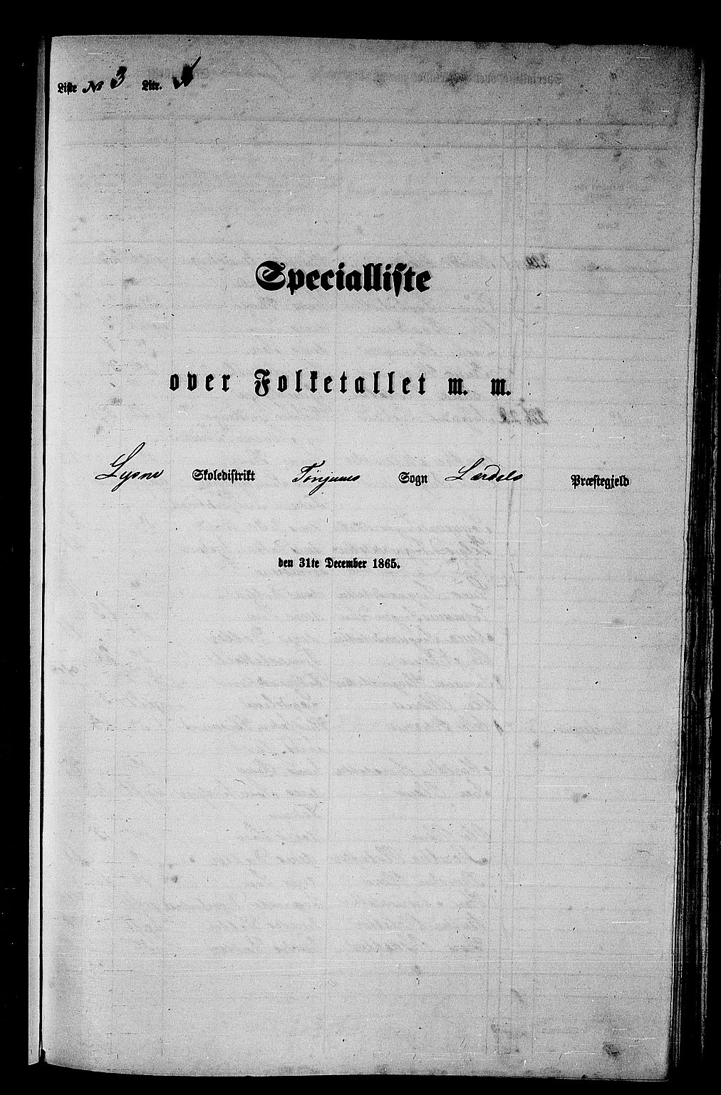 RA, Folketelling 1865 for 1422P Lærdal prestegjeld, 1865, s. 66
