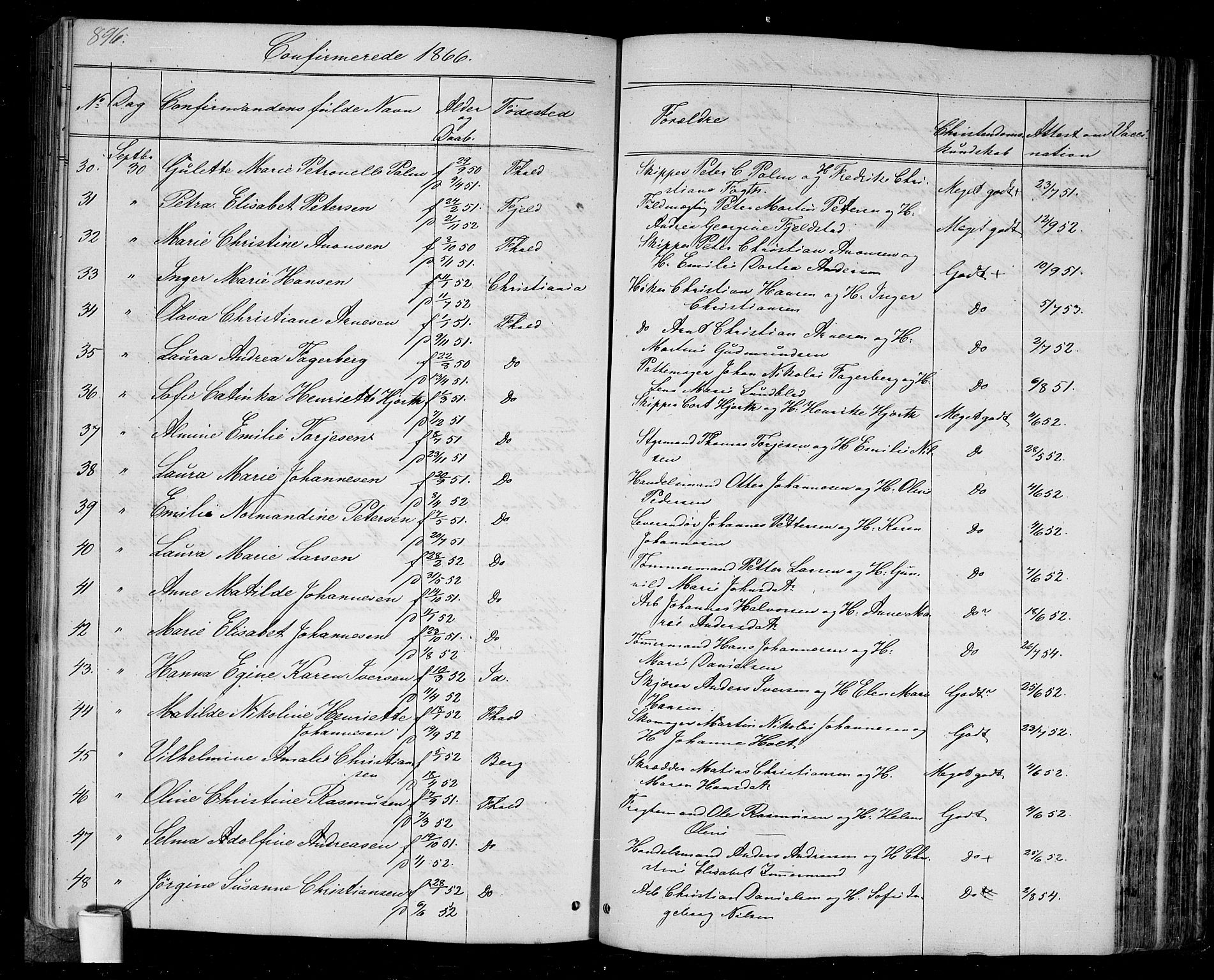 Halden prestekontor Kirkebøker, AV/SAO-A-10909/G/Ga/L0005b: Klokkerbok nr. 5B, 1864-1868, s. 896