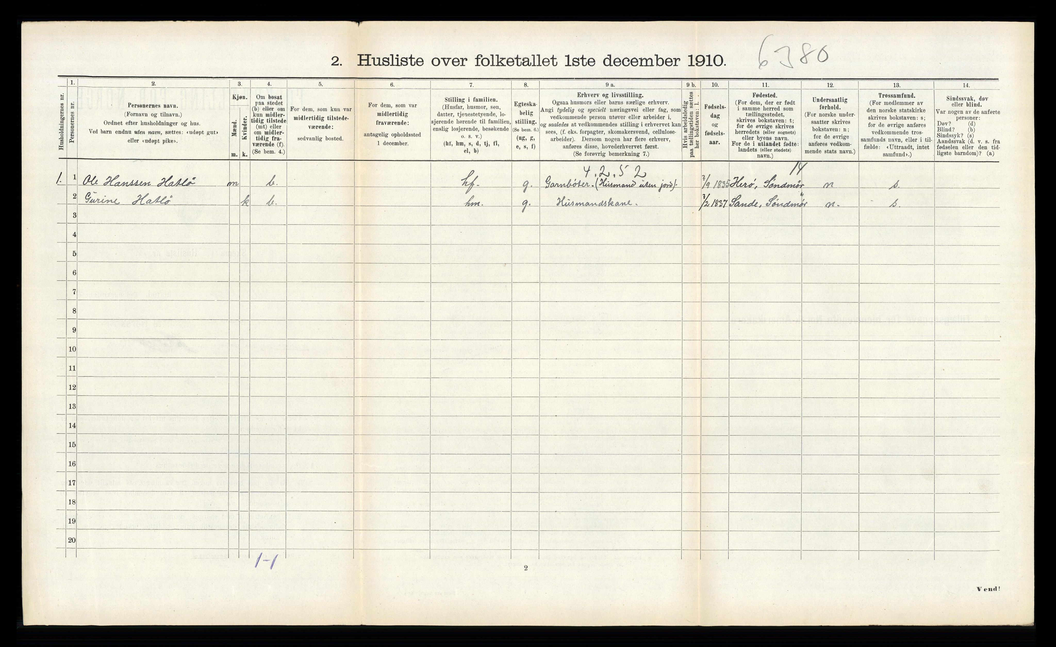 RA, Folketelling 1910 for 1516 Ulstein herred, 1910, s. 513