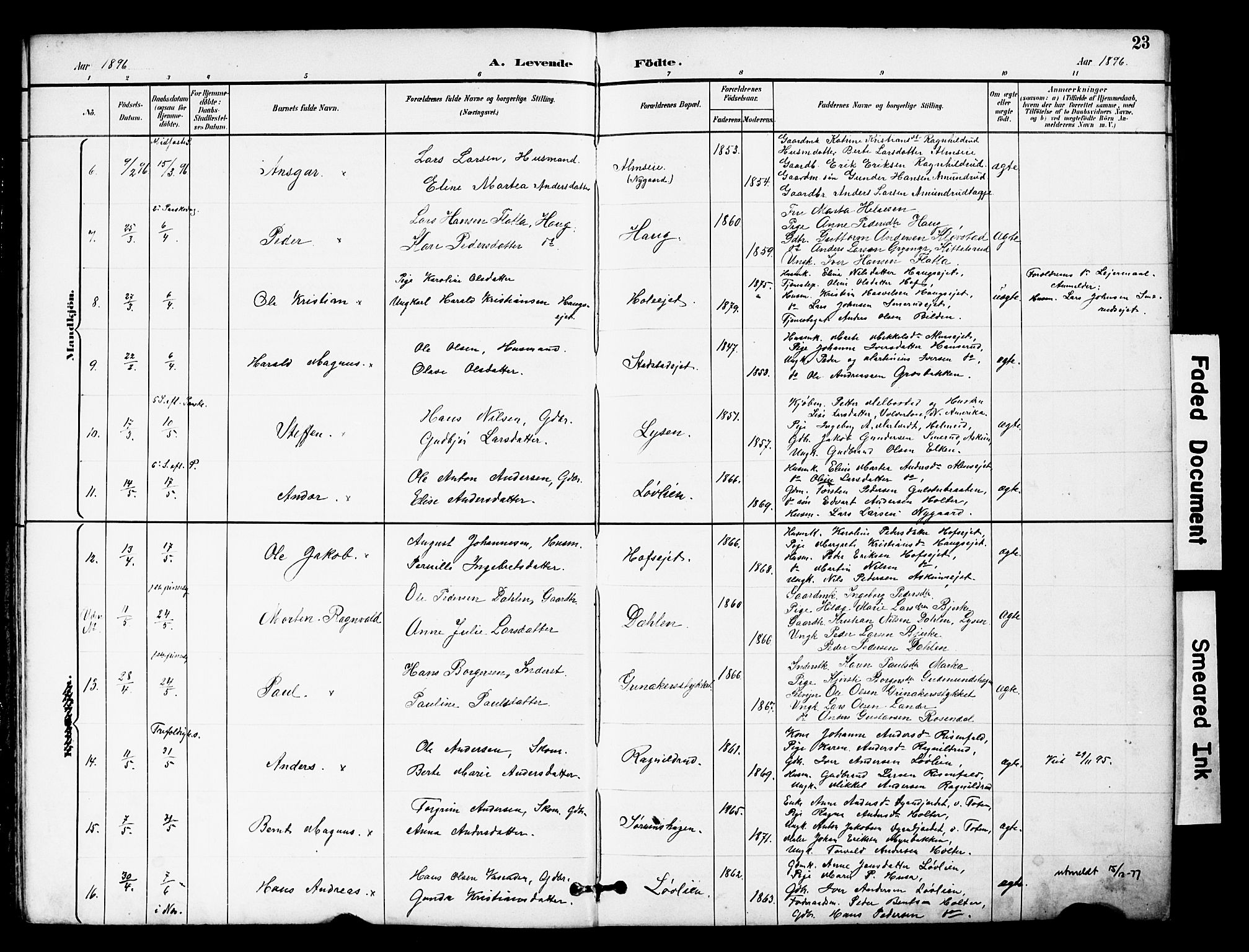 Brandbu prestekontor, AV/SAH-PREST-114/H/Ha/Hab/L0006: Klokkerbok nr. 6, 1893-1902, s. 23