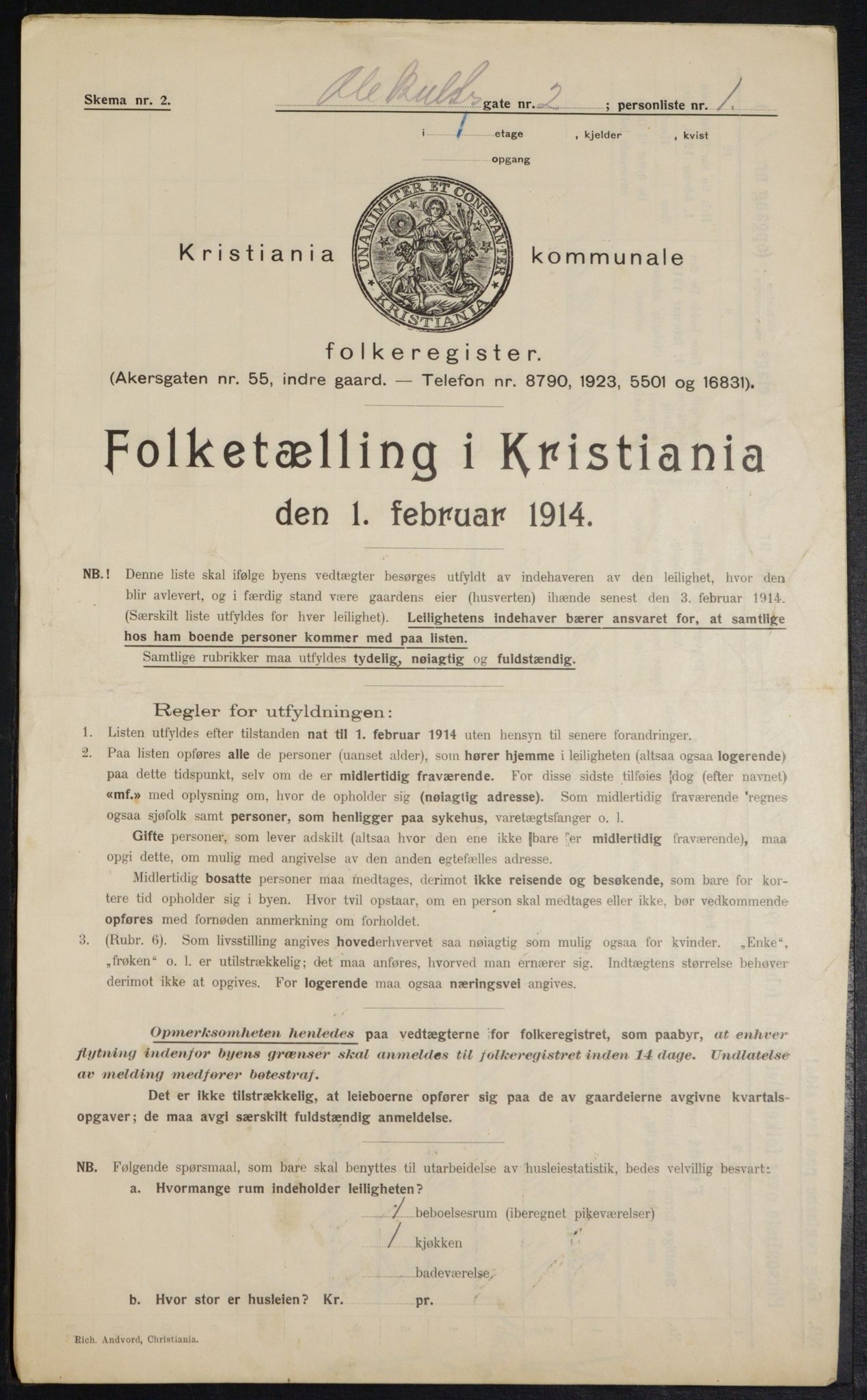 OBA, Kommunal folketelling 1.2.1914 for Kristiania, 1914, s. 75450