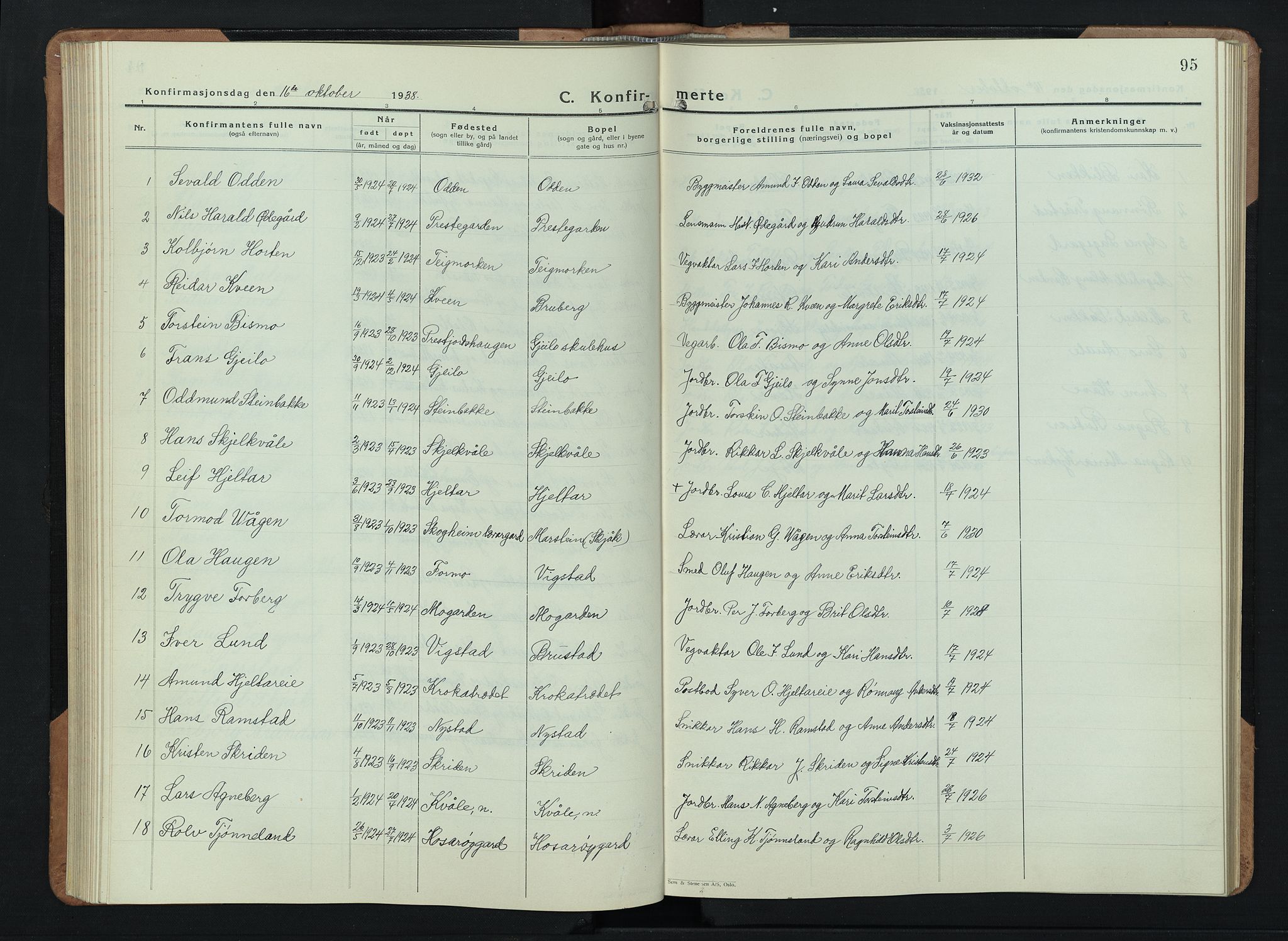 Skjåk prestekontor, AV/SAH-PREST-072/H/Ha/Hab/L0006: Klokkerbok nr. 6, 1933-1954, s. 95