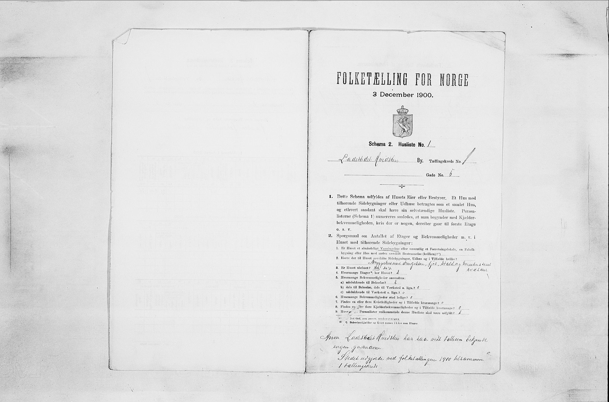 SAO, Folketelling 1900 for 0202 Hvitsten ladested, 1900