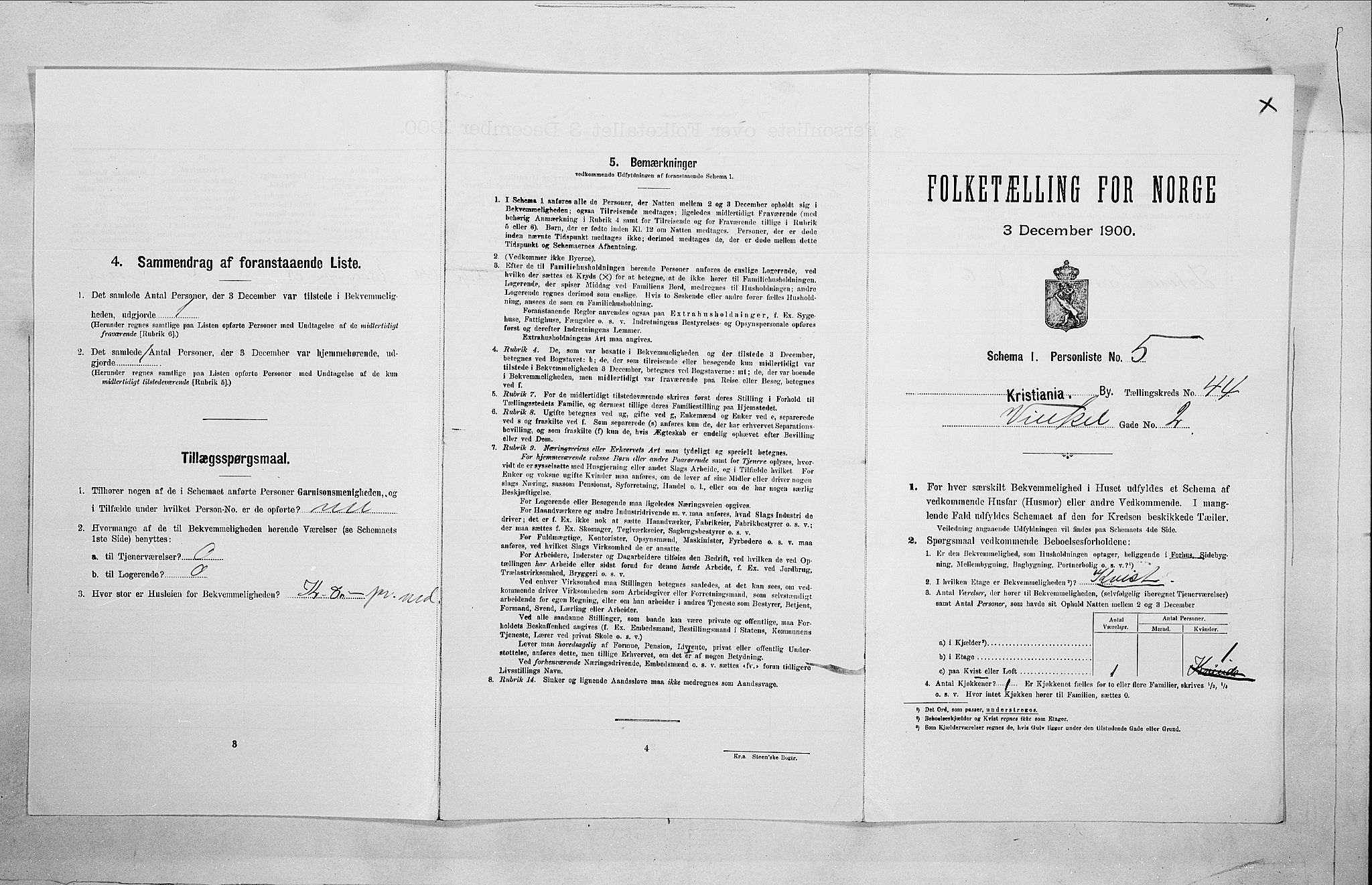 SAO, Folketelling 1900 for 0301 Kristiania kjøpstad, 1900, s. 113267