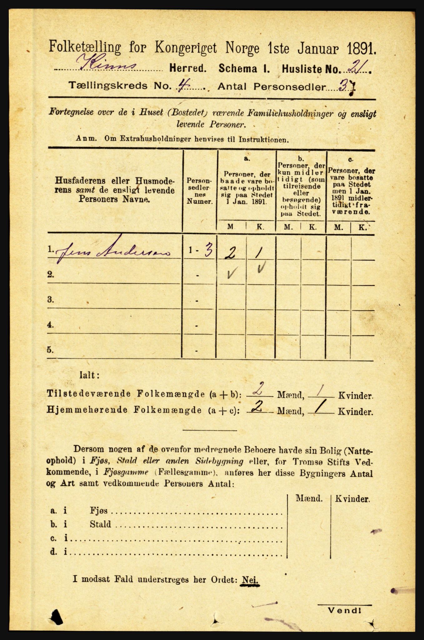 RA, Folketelling 1891 for 1437 Kinn herred, 1891, s. 1276