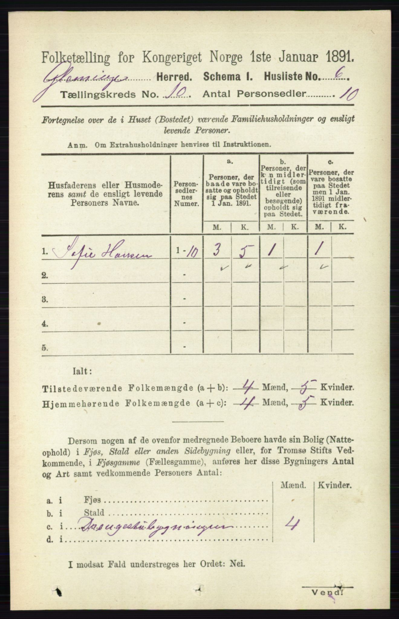 RA, Folketelling 1891 for 0132 Glemmen herred, 1891, s. 9906