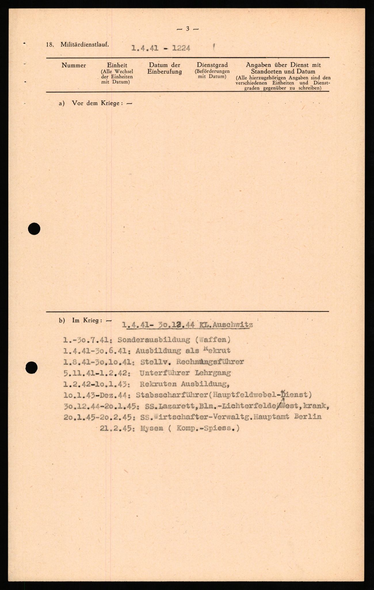 Forsvaret, Forsvarets overkommando II, RA/RAFA-3915/D/Db/L0029: CI Questionaires. Tyske okkupasjonsstyrker i Norge. Tyskere., 1945-1946, s. 328