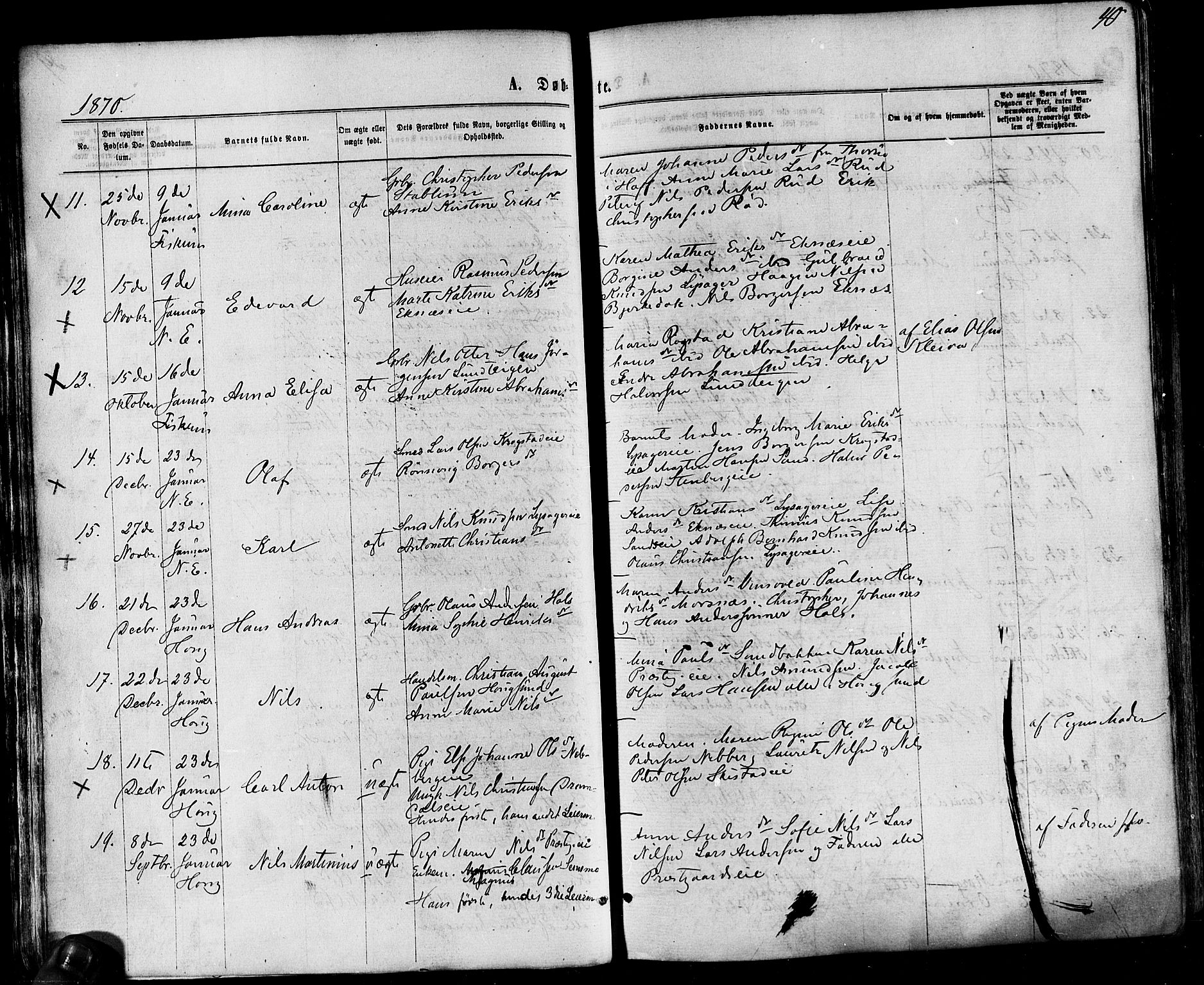Eiker kirkebøker, AV/SAKO-A-4/F/Fa/L0017: Ministerialbok nr. I 17, 1869-1877, s. 40