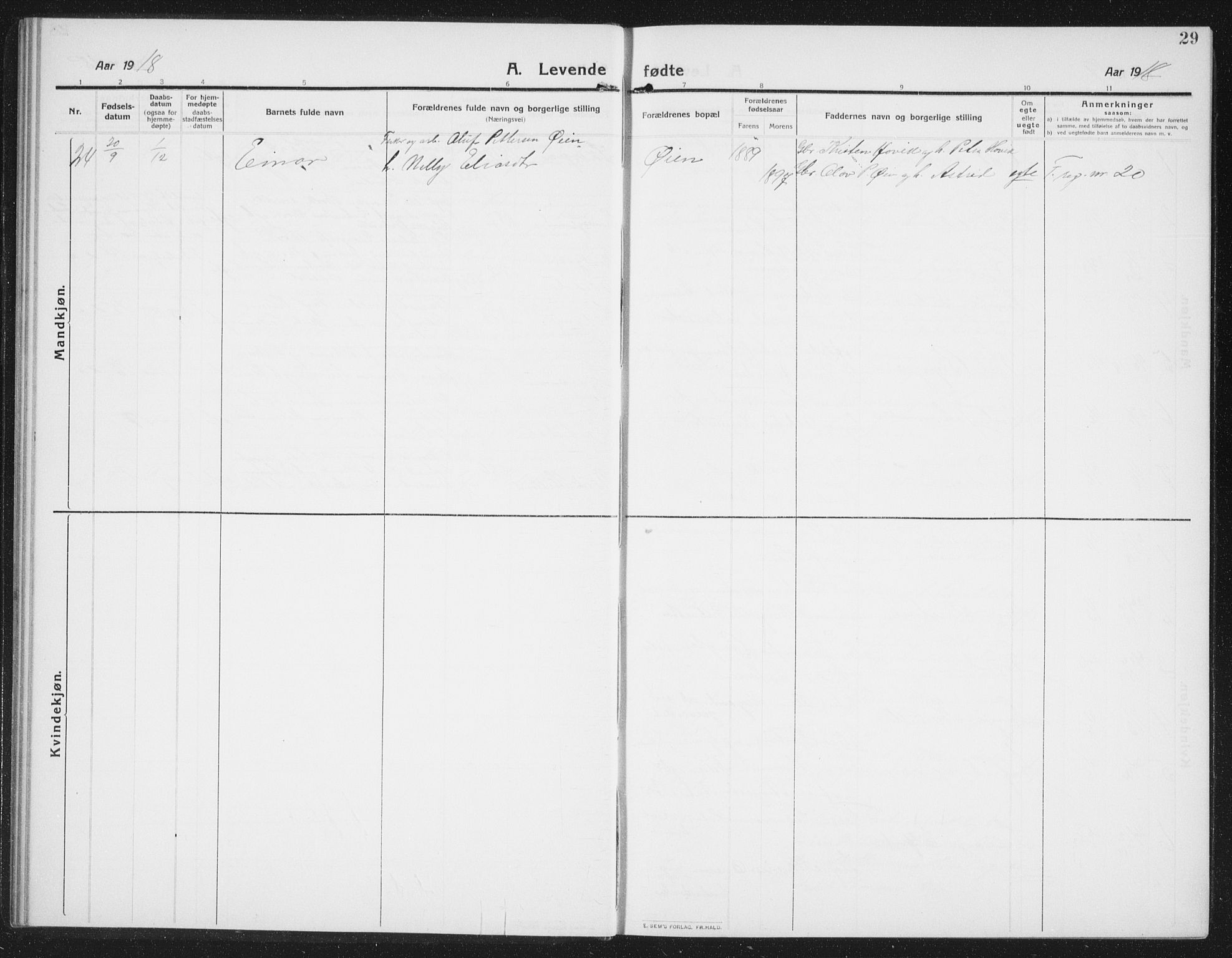 Ministerialprotokoller, klokkerbøker og fødselsregistre - Nord-Trøndelag, SAT/A-1458/774/L0630: Klokkerbok nr. 774C01, 1910-1934, s. 29