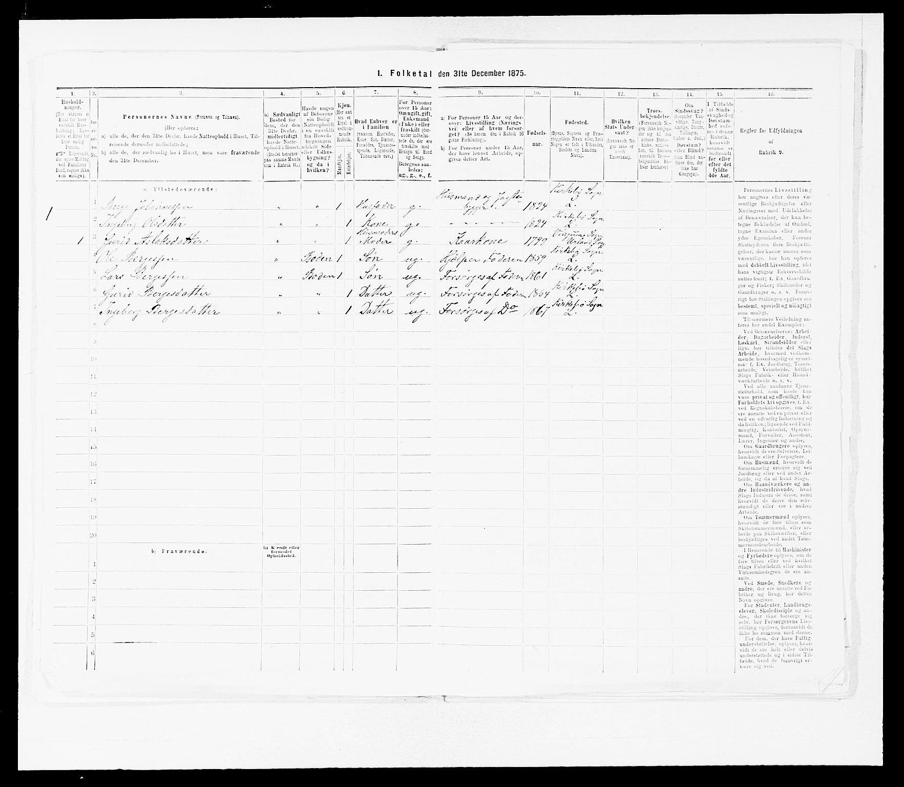 SAB, Folketelling 1875 for 1415P Lavik prestegjeld, 1875, s. 764