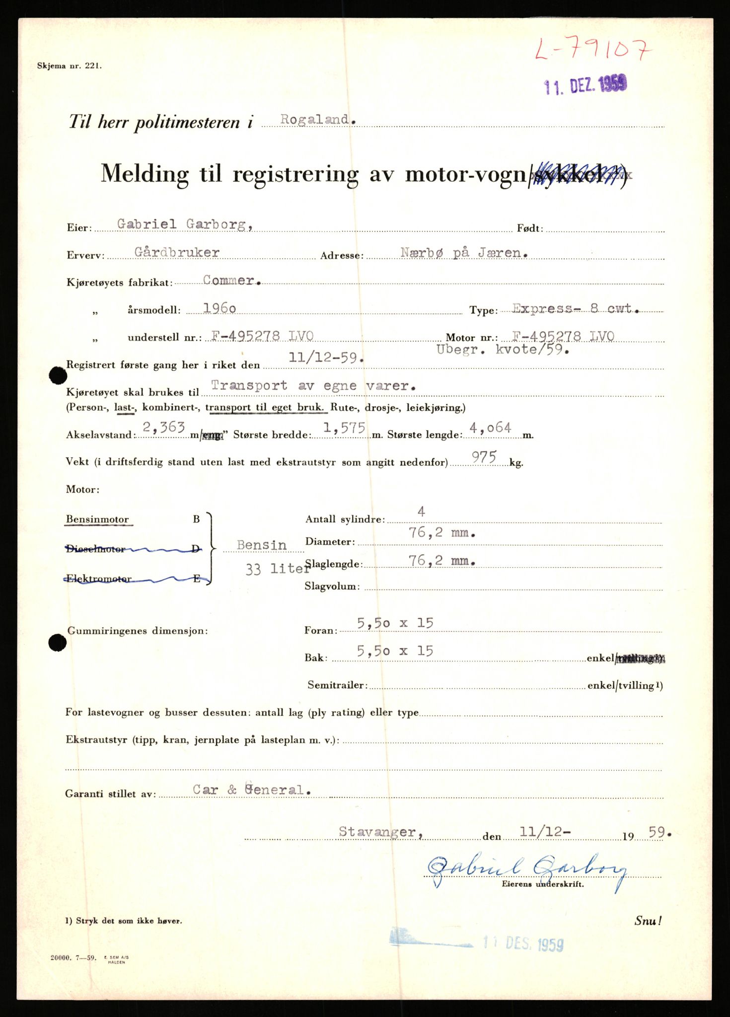 Stavanger trafikkstasjon, AV/SAST-A-101942/0/F/L0070: L-78800 - L-80499, 1930-1971, s. 271