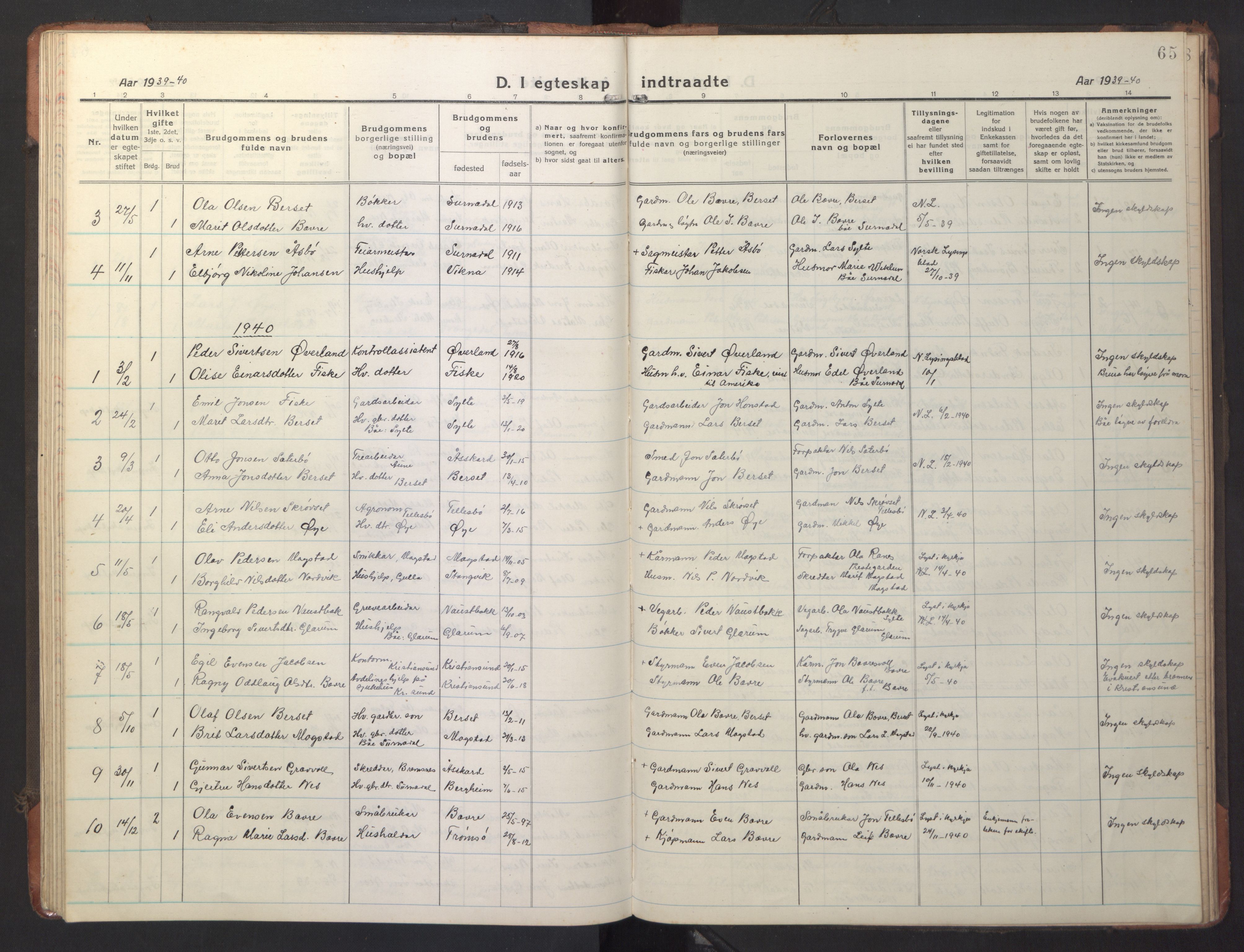 Ministerialprotokoller, klokkerbøker og fødselsregistre - Møre og Romsdal, SAT/A-1454/595/L1054: Klokkerbok nr. 595C06, 1920-1948, s. 65