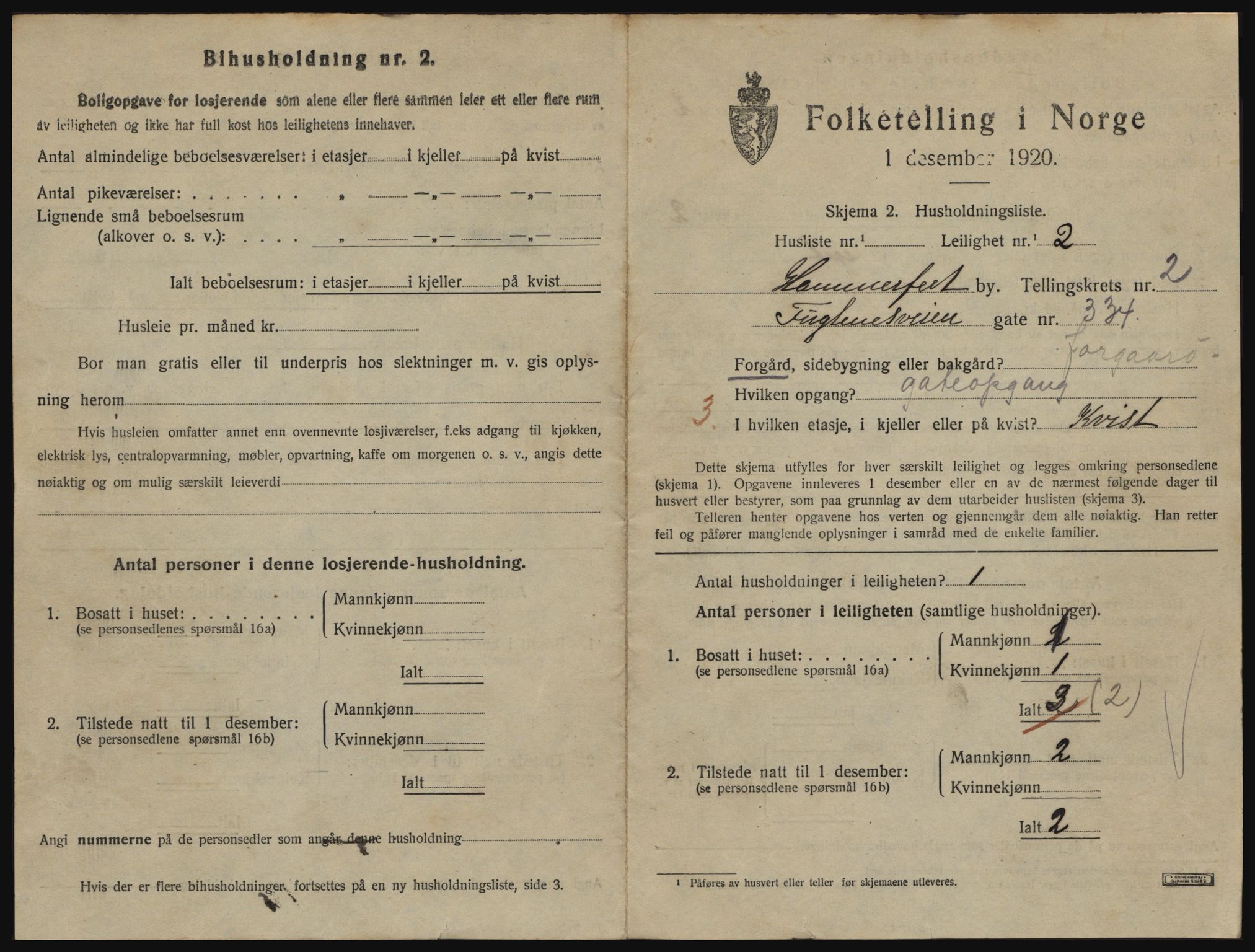 SATØ, Folketelling 1920 for 2001 Hammerfest kjøpstad, 1920, s. 1898
