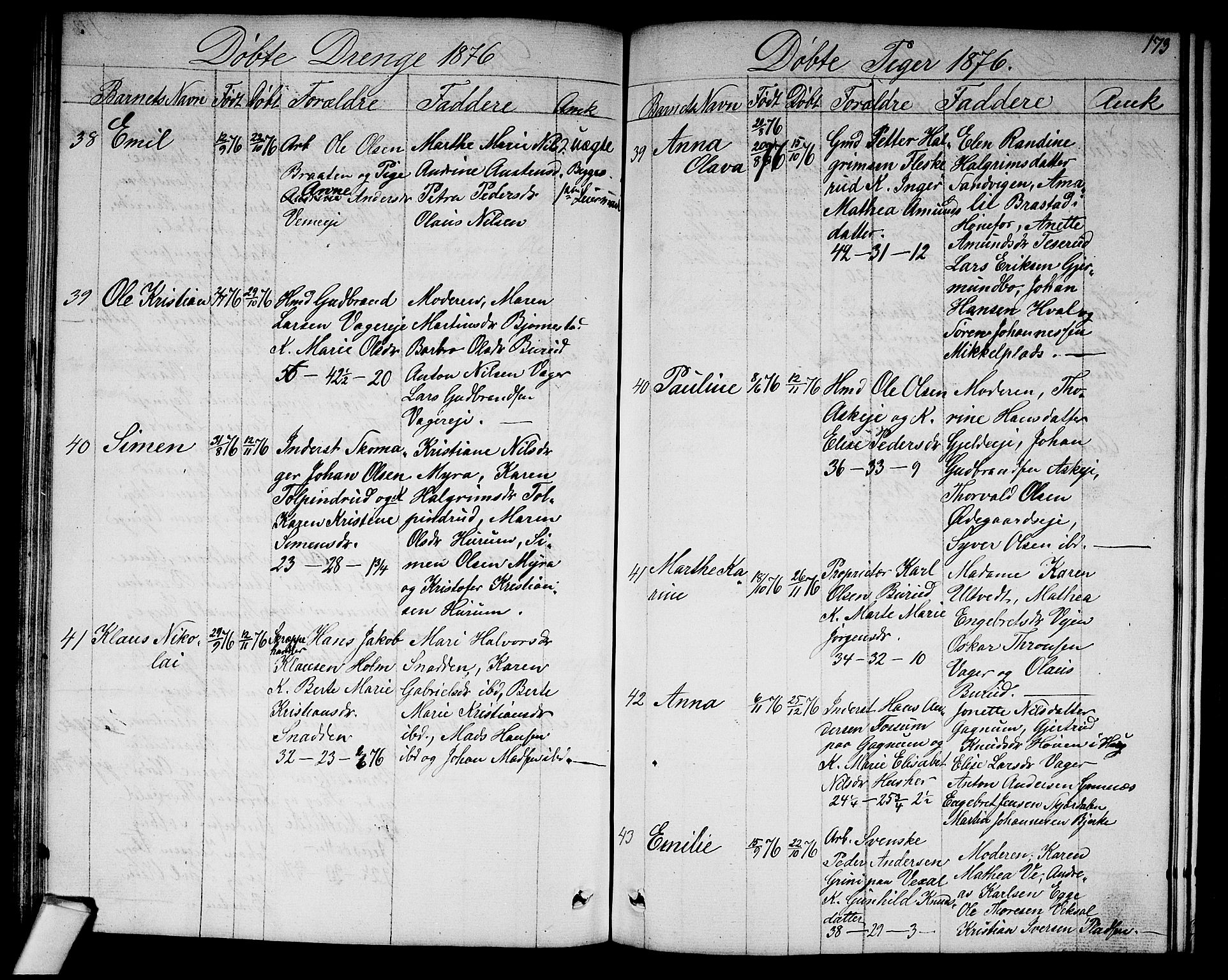 Norderhov kirkebøker, AV/SAKO-A-237/G/Ga/L0006: Klokkerbok nr. I 6, 1849-1876, s. 173