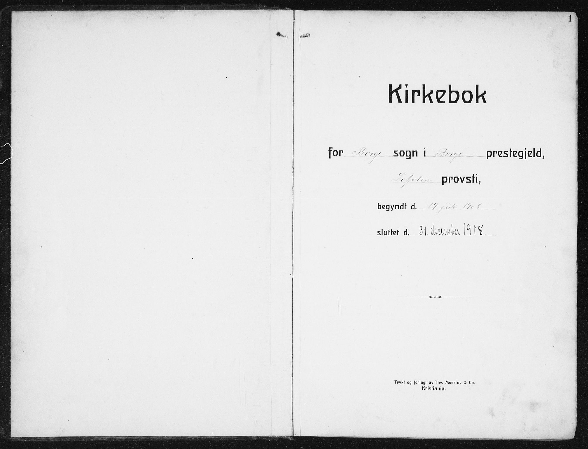 Ministerialprotokoller, klokkerbøker og fødselsregistre - Nordland, SAT/A-1459/880/L1135: Ministerialbok nr. 880A09, 1908-1919, s. 1