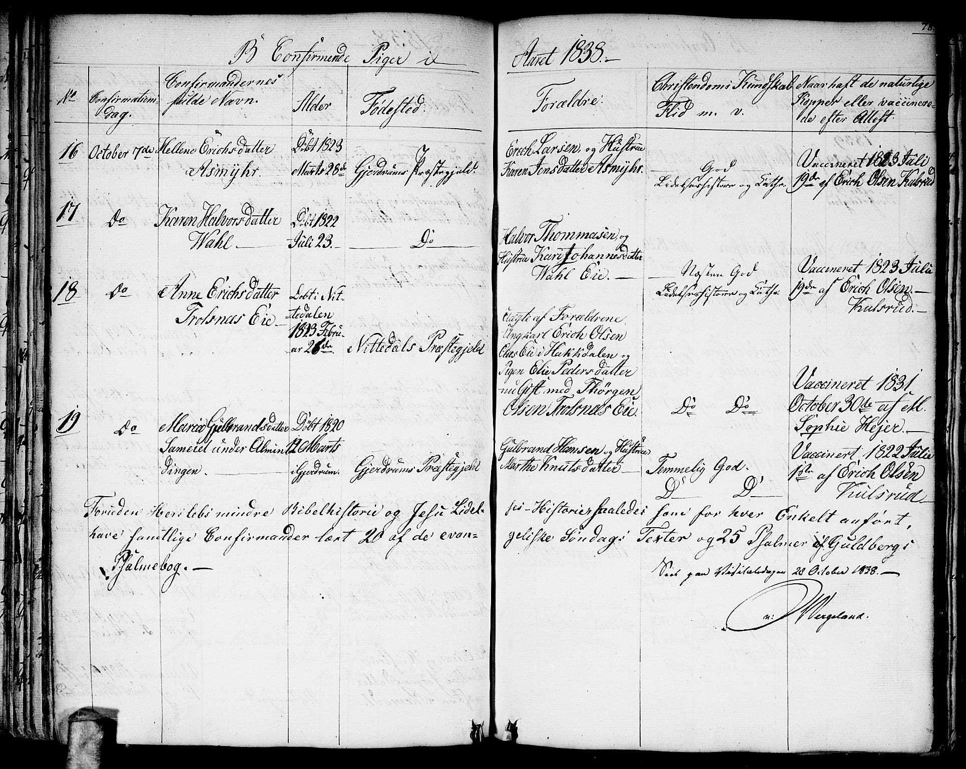 Gjerdrum prestekontor Kirkebøker, AV/SAO-A-10412b/G/Ga/L0002: Klokkerbok nr. I 2, 1836-1850, s. 78