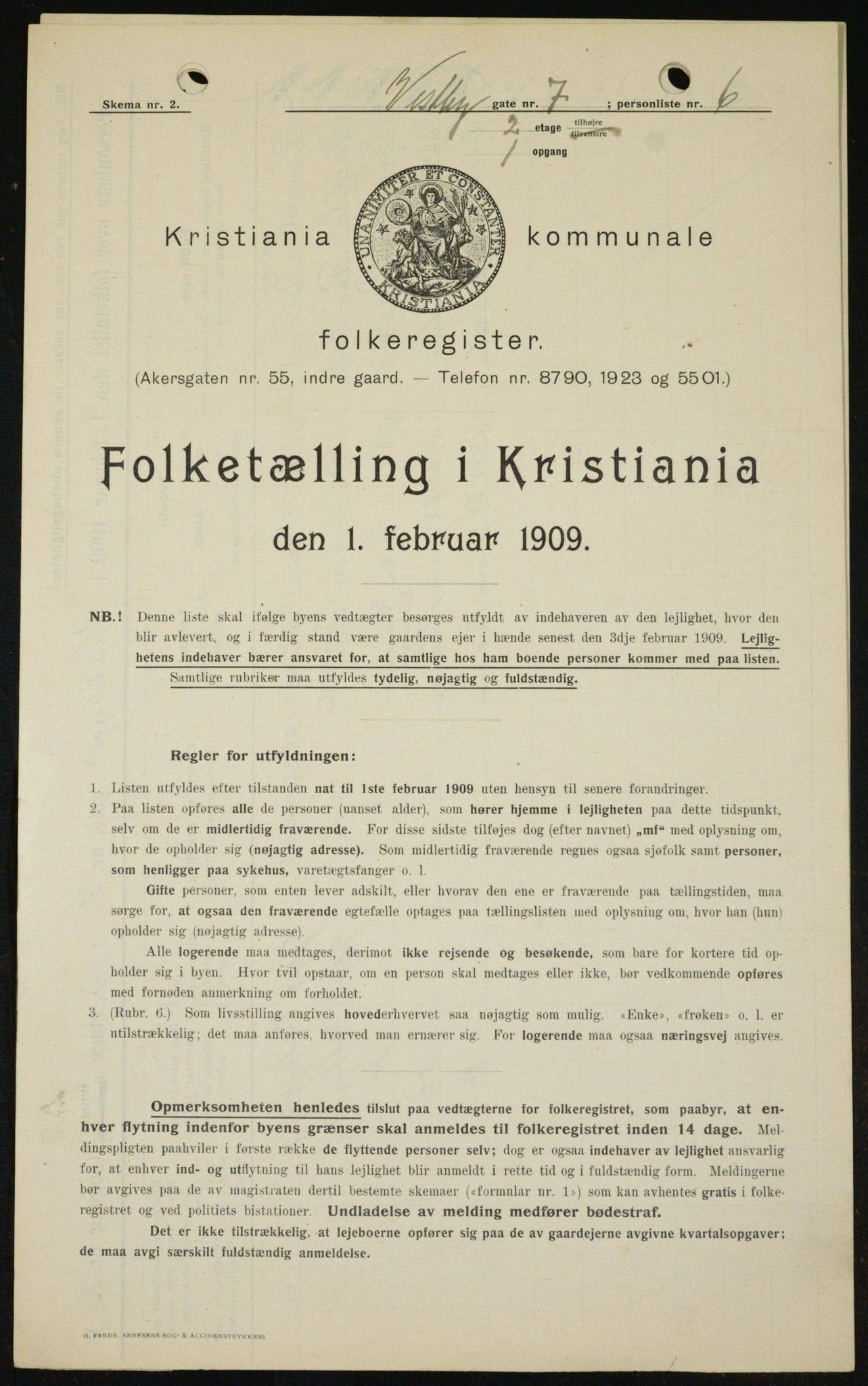 OBA, Kommunal folketelling 1.2.1909 for Kristiania kjøpstad, 1909, s. 90534