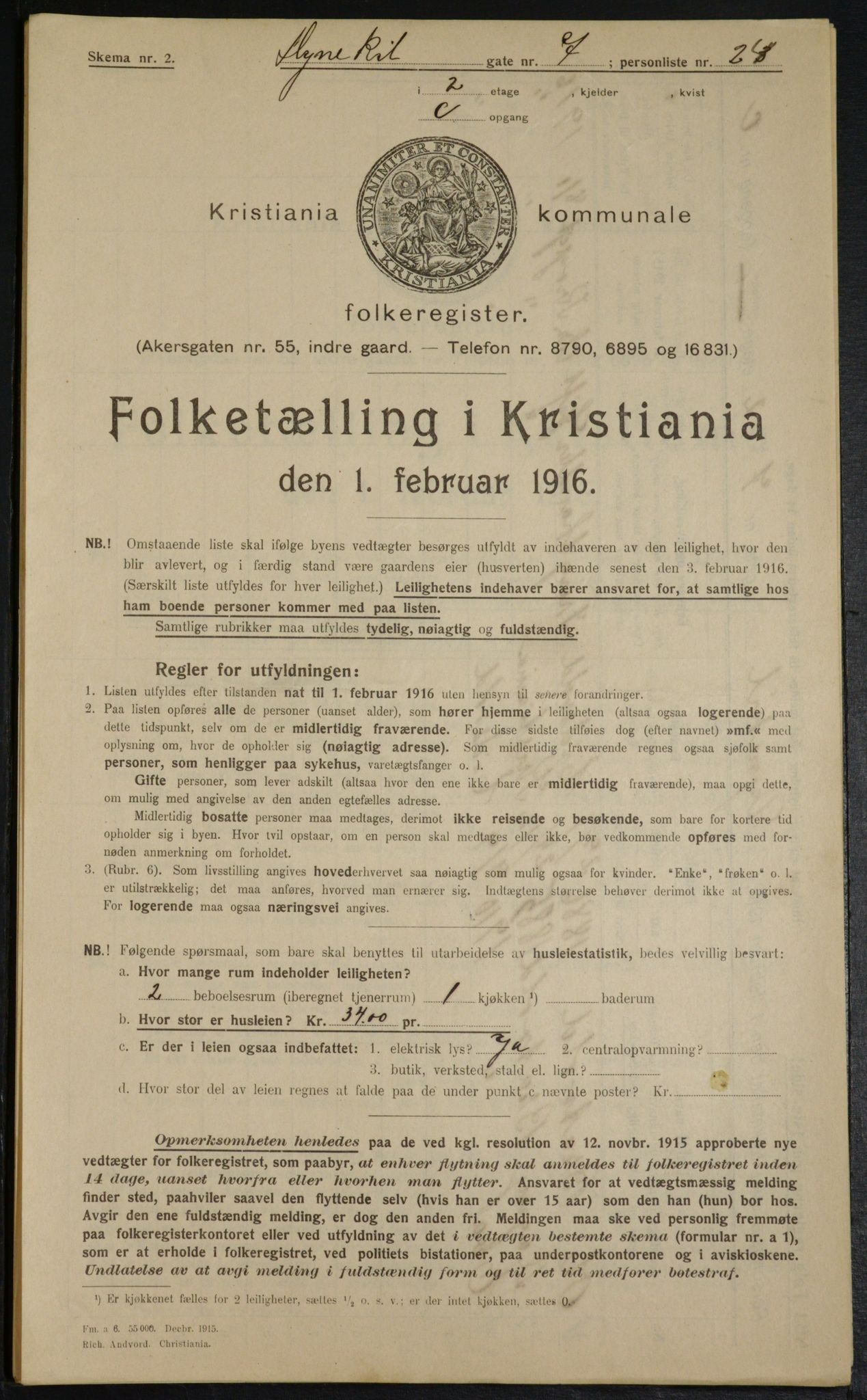 OBA, Kommunal folketelling 1.2.1916 for Kristiania, 1916, s. 17630