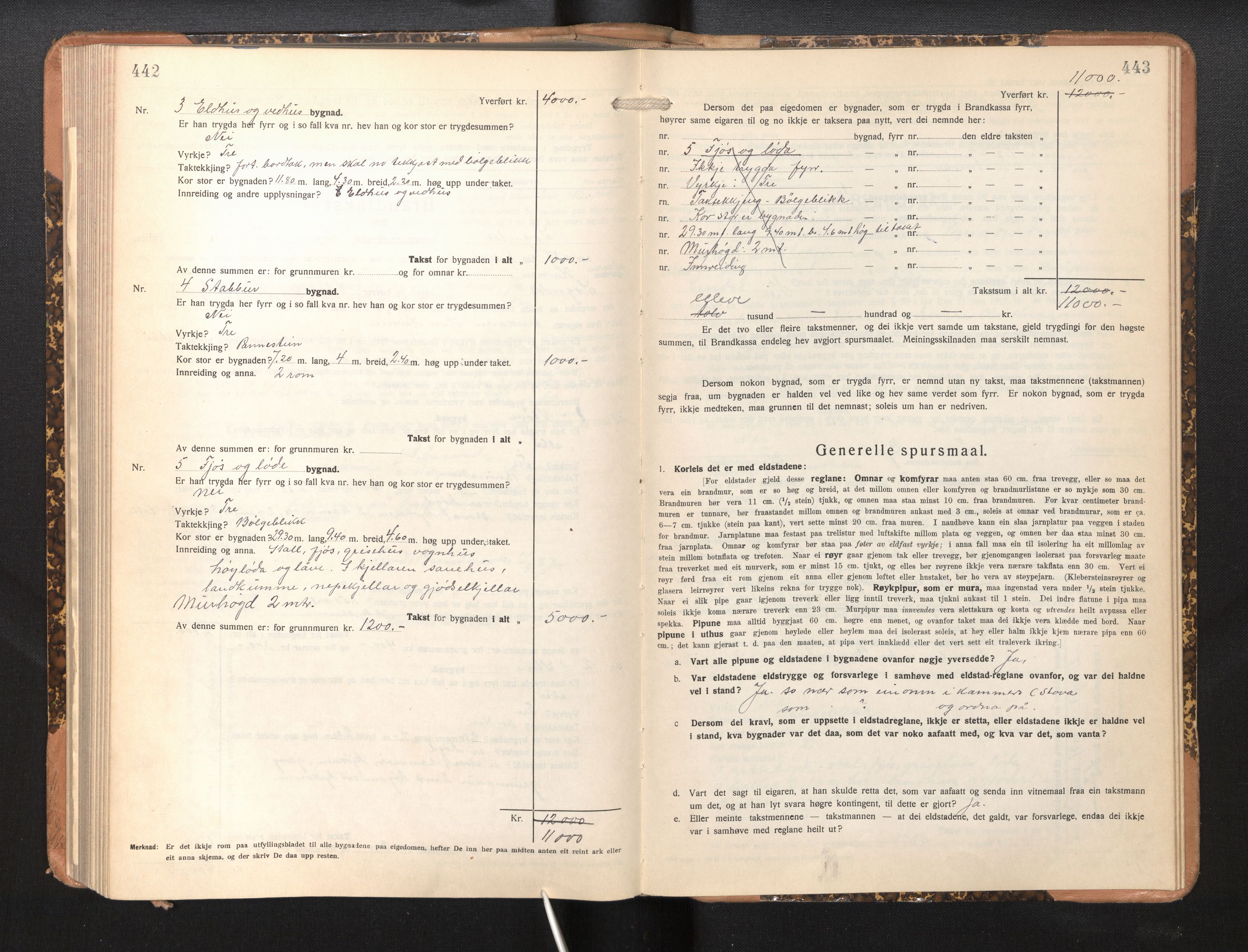 Lensmannen i Sogndal, SAB/A-29901/0012/L0013: Branntakstprotokoll, skjematakst, 1931-1938, s. 442-443