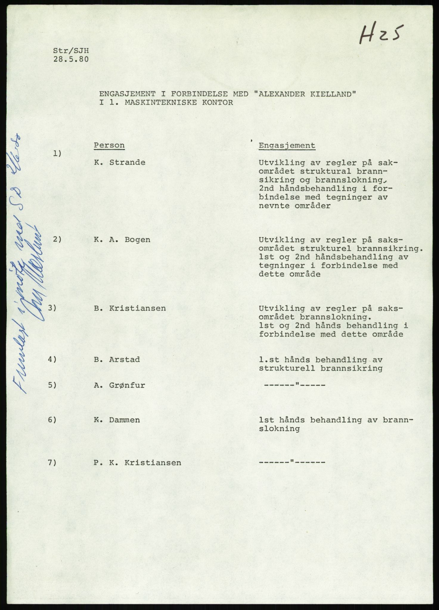 Justisdepartementet, Granskningskommisjonen ved Alexander Kielland-ulykken 27.3.1980, RA/S-1165/D/L0013: H Sjøfartsdirektoratet og Skipskontrollen (H25-H43, H45, H47-H48, H50, H52)/I Det norske Veritas (I34, I41, I47), 1980-1981, s. 5