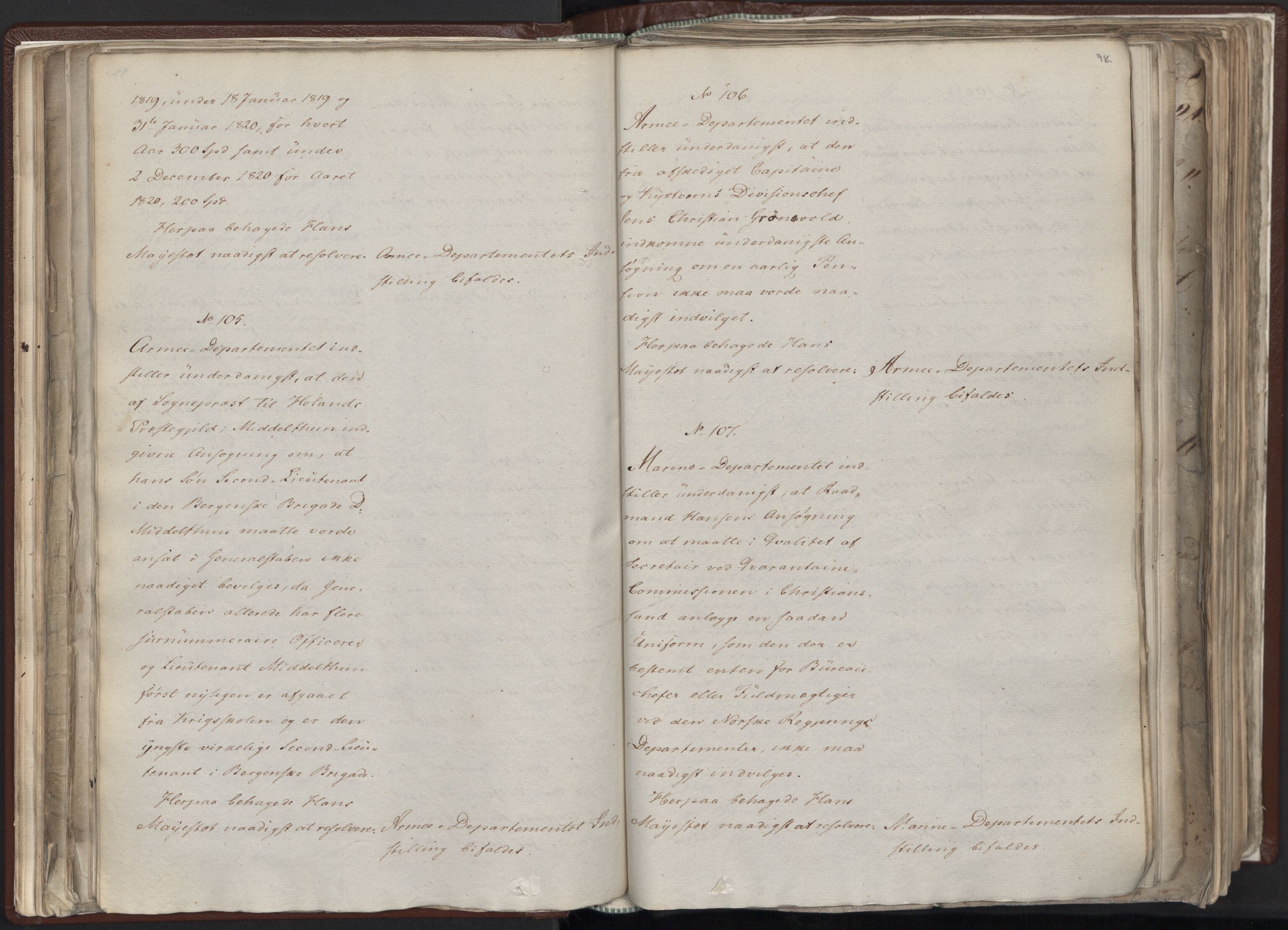 Statsrådssekretariatet, AV/RA-S-1001/A/Ab/L0012: Kgl. res. nr. 5679-6008 II, 1821, s. 97b-98a