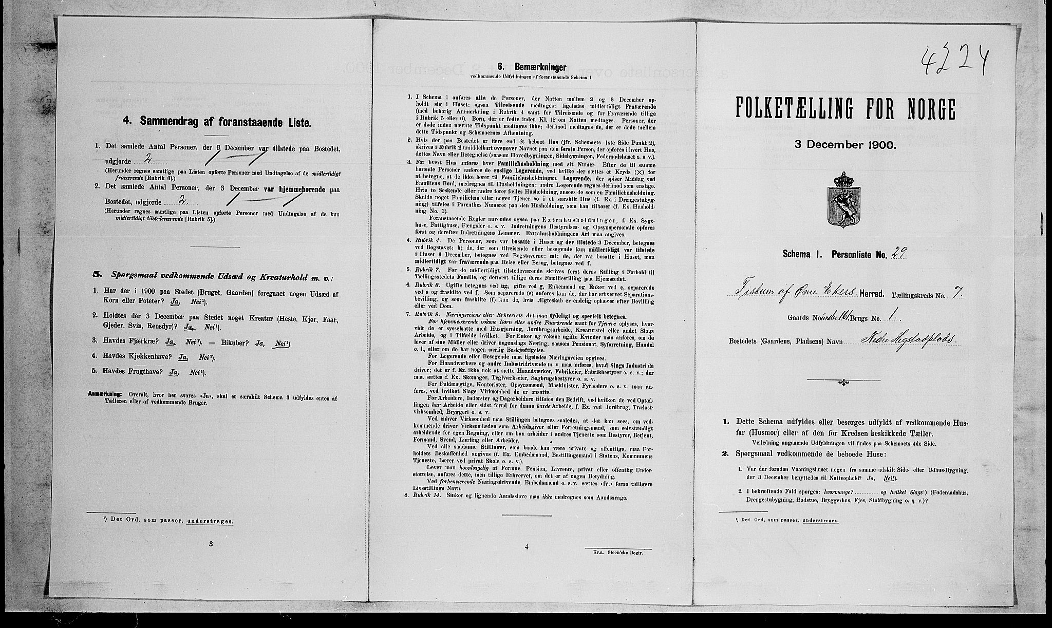 RA, Folketelling 1900 for 0624 Øvre Eiker herred, 1900, s. 2889