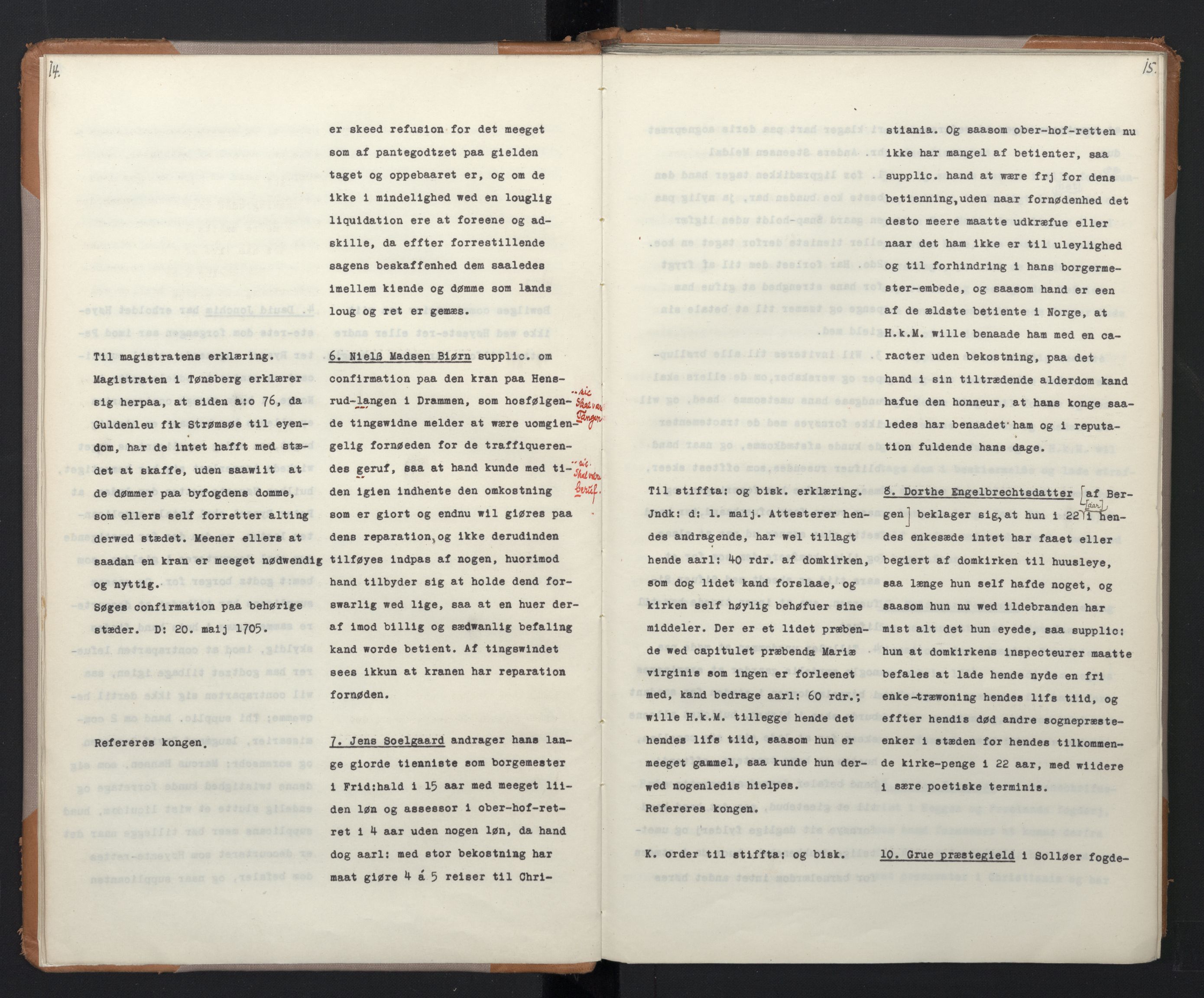 Avskriftsamlingen, RA/EA-4022/F/Fa/L0073: Supplikker, 1705, s. 11