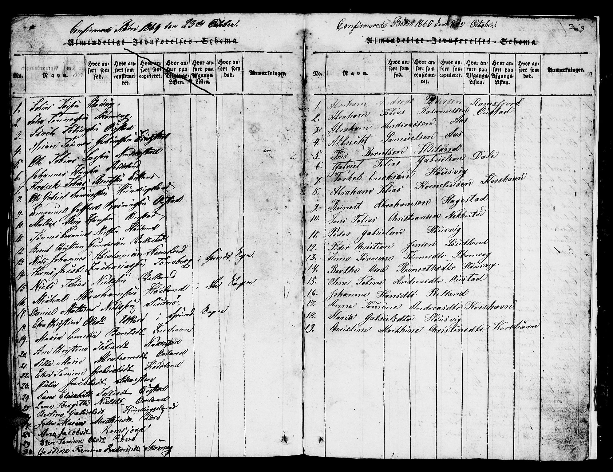 Lyngdal sokneprestkontor, AV/SAK-1111-0029/F/Fb/Fba/L0001: Klokkerbok nr. B 1, 1816-1876, s. 362