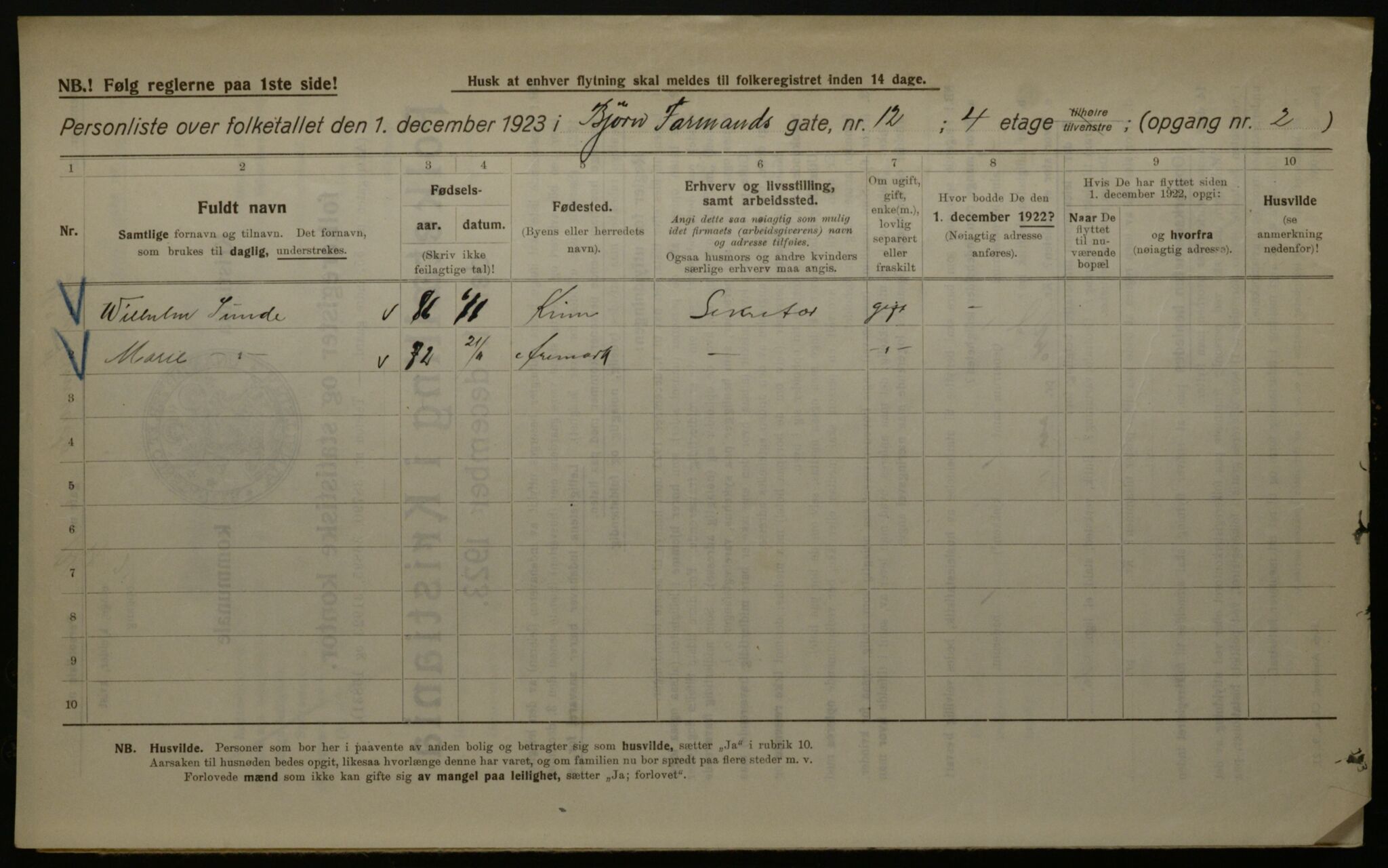 OBA, Kommunal folketelling 1.12.1923 for Kristiania, 1923, s. 7744