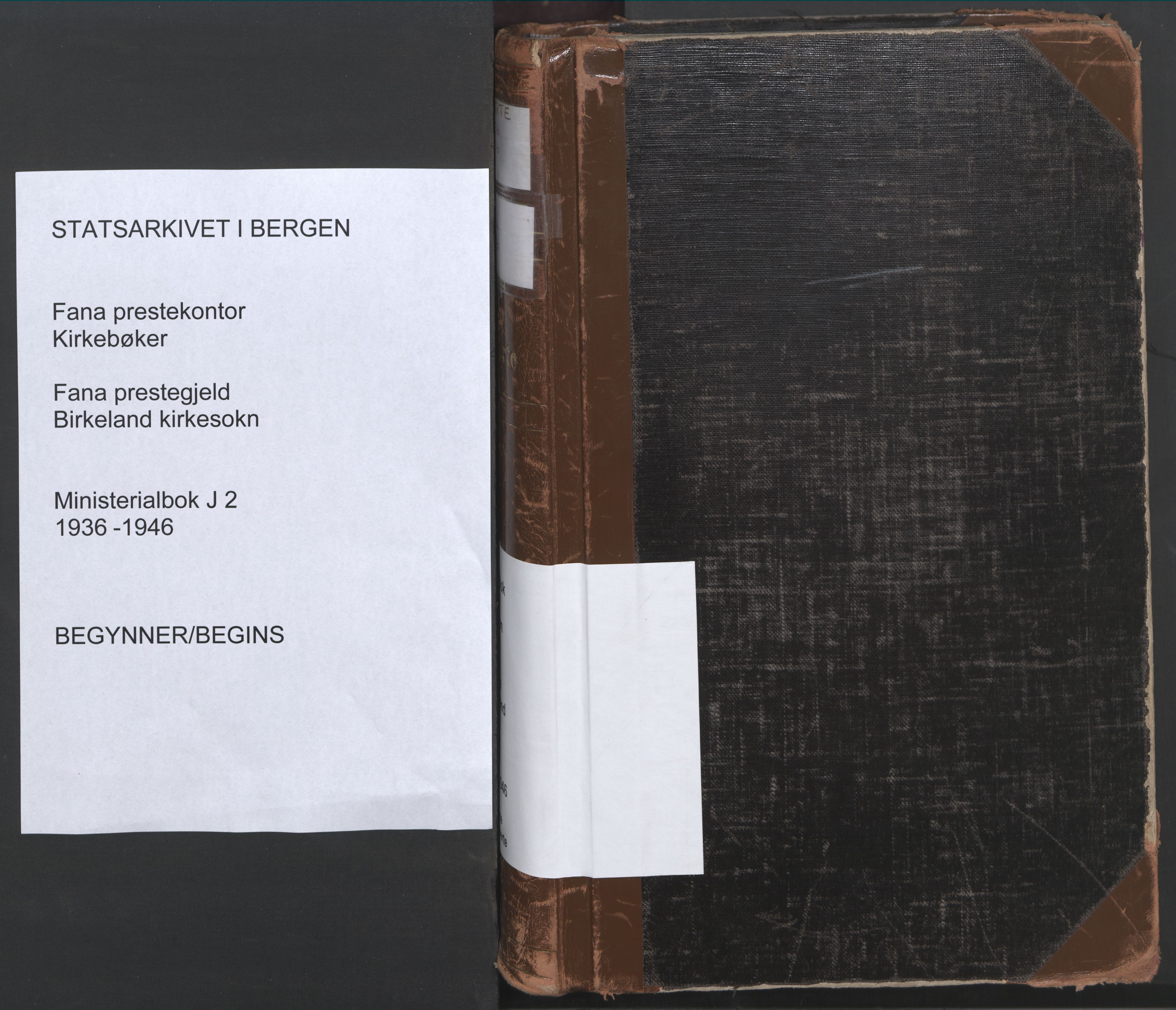 Fana Sokneprestembete, AV/SAB-A-75101/H/Haa/Haaj/L0002: Ministerialbok nr. J 2, 1936-1946