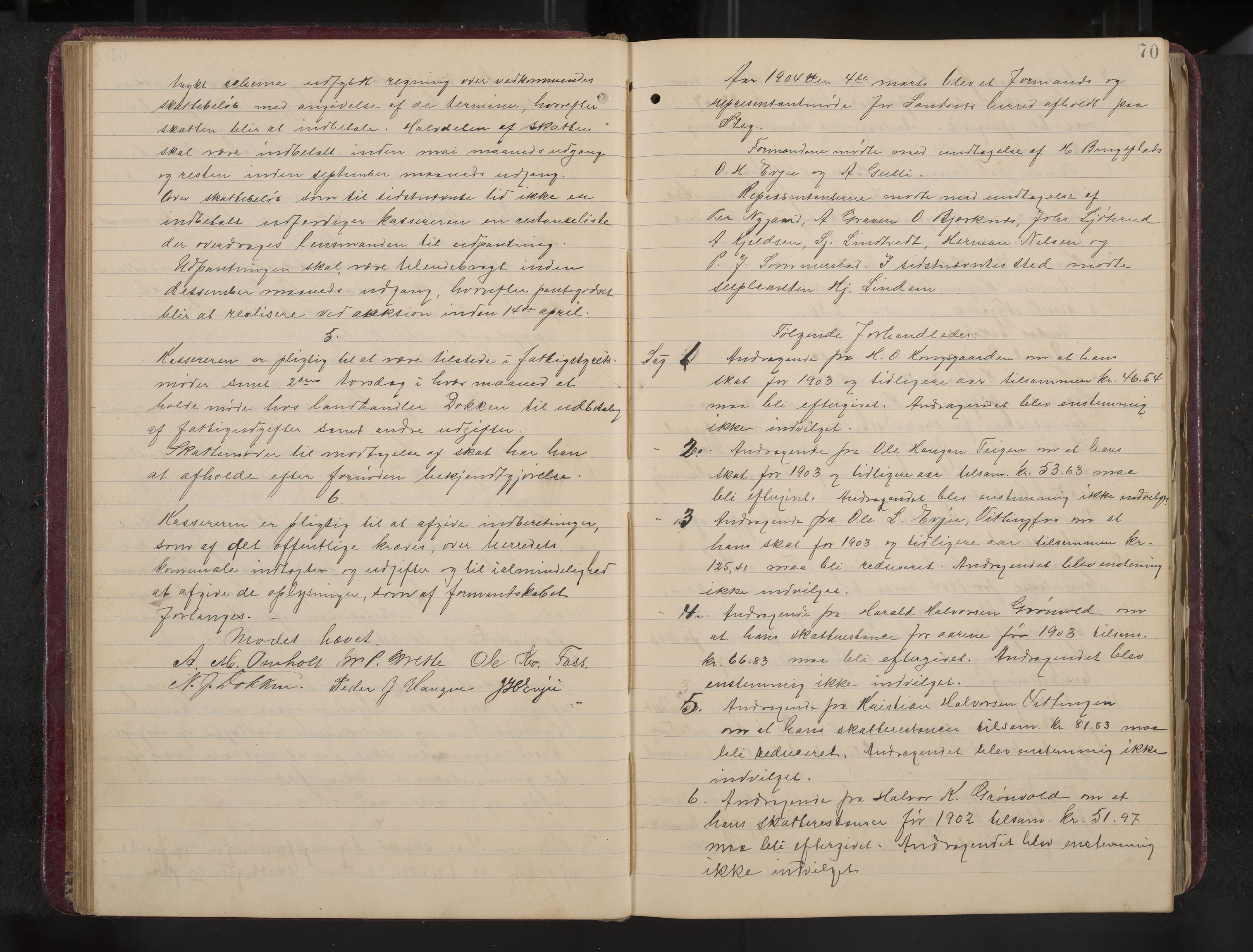 Ytre Sandsvær formannskap og sentraladministrasjon, IKAK/0629021/A/Aa/L0001: Møtebok med register, 1902-1919, s. 70