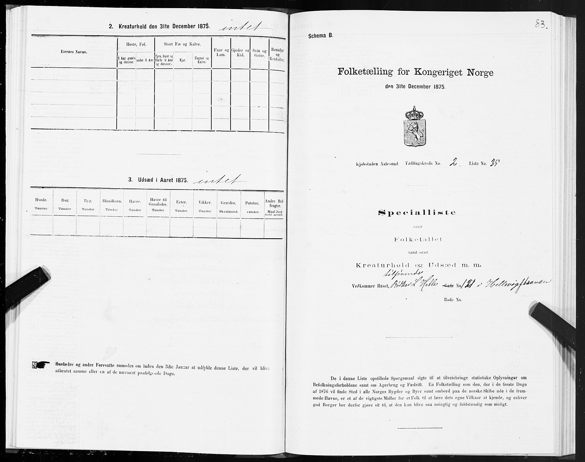 SAT, Folketelling 1875 for 1501P Ålesund prestegjeld, 1875, s. 2083