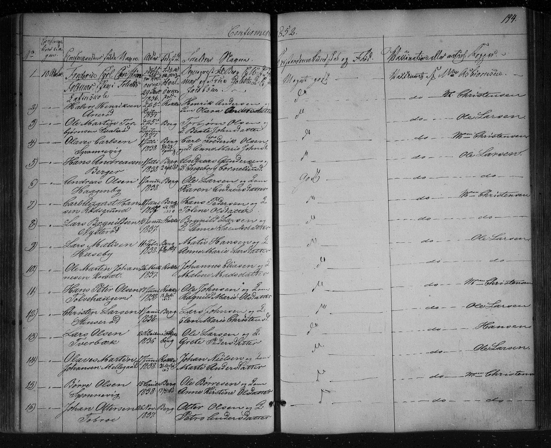 Berg prestekontor Kirkebøker, AV/SAO-A-10902/F/Fa/L0004: Ministerialbok nr. I 4, 1843-1860, s. 194