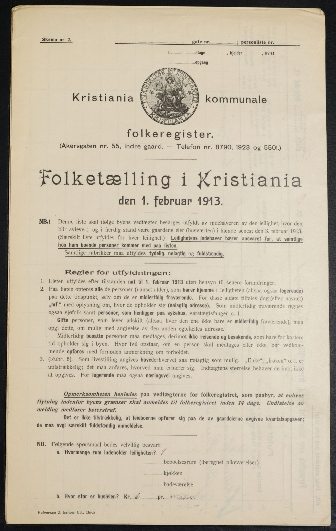 OBA, Kommunal folketelling 1.2.1913 for Kristiania, 1913, s. 111385