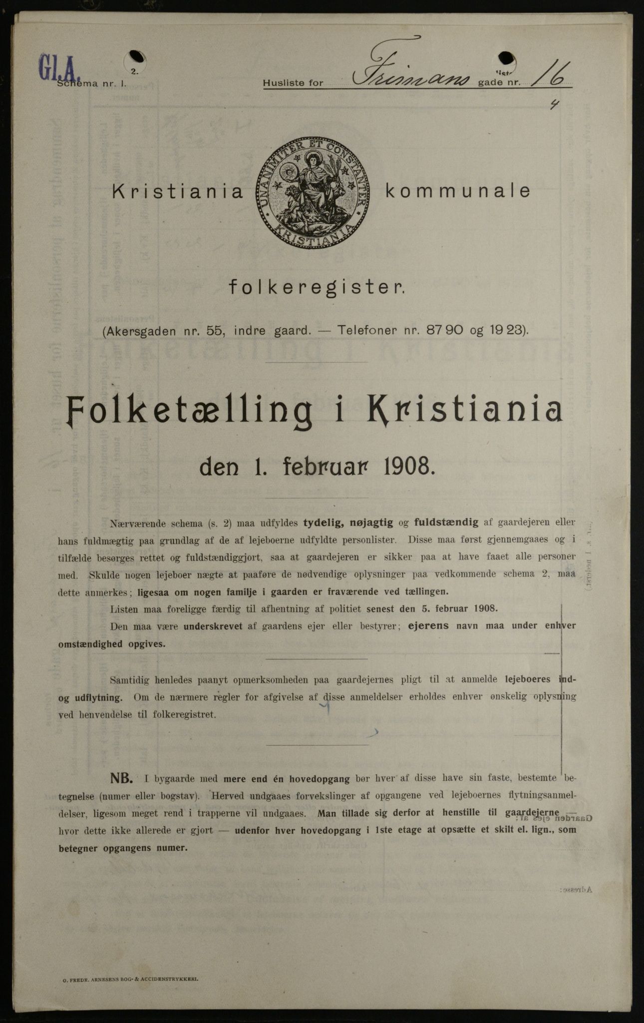 OBA, Kommunal folketelling 1.2.1908 for Kristiania kjøpstad, 1908, s. 24307