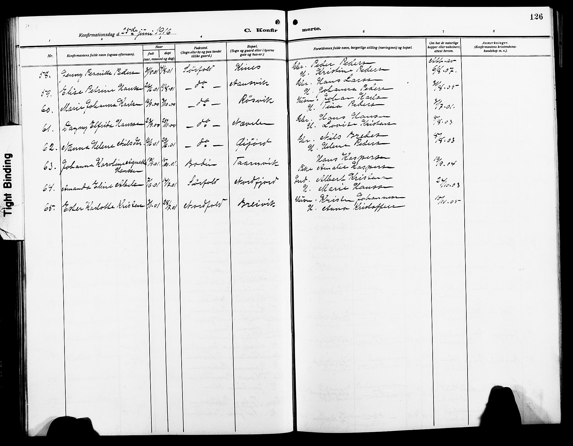 Ministerialprotokoller, klokkerbøker og fødselsregistre - Nordland, AV/SAT-A-1459/854/L0787: Klokkerbok nr. 854C03, 1913-1926, s. 126