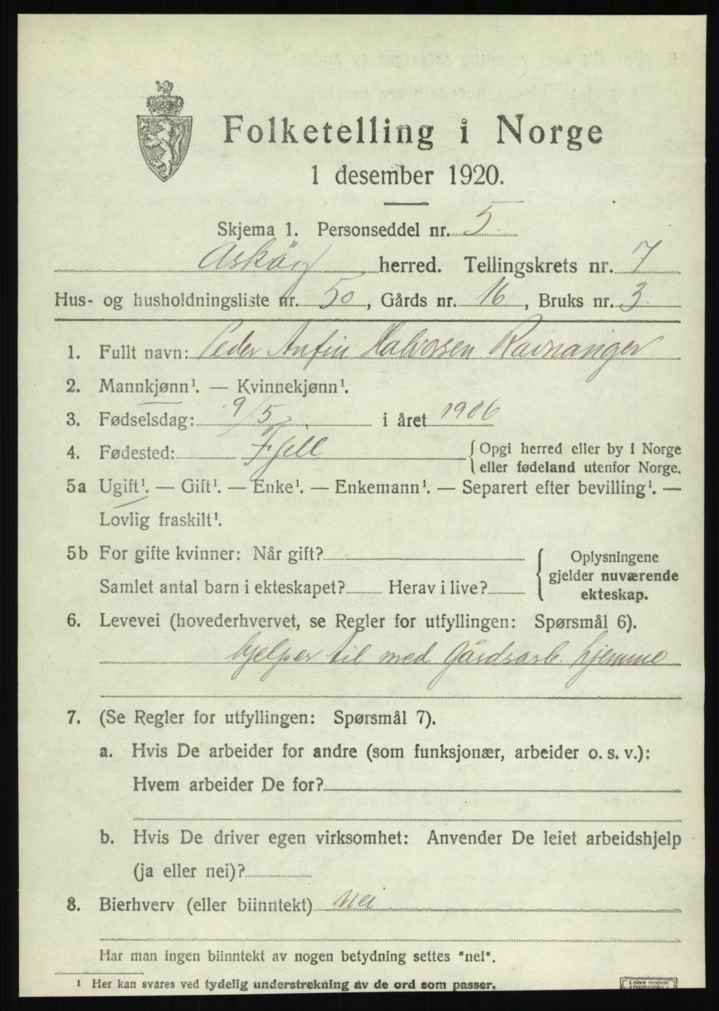 SAB, Folketelling 1920 for 1247 Askøy herred, 1920, s. 11452