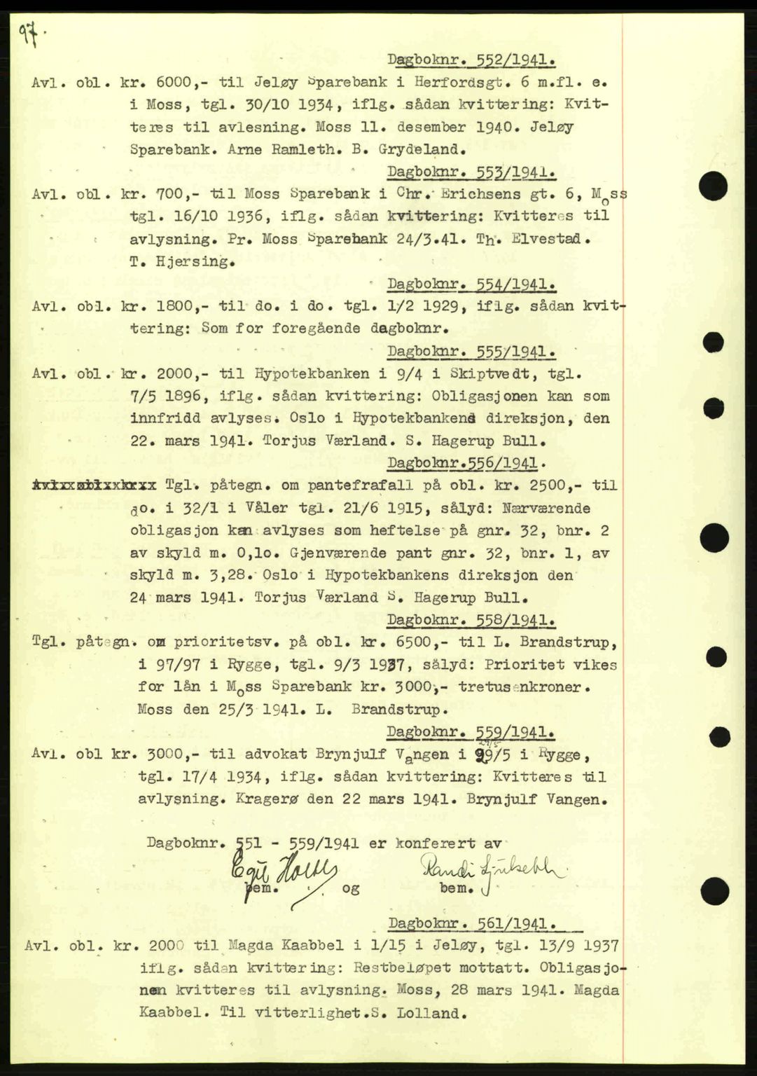 Moss sorenskriveri, SAO/A-10168: Pantebok nr. B10, 1940-1941, Dagboknr: 552/1941