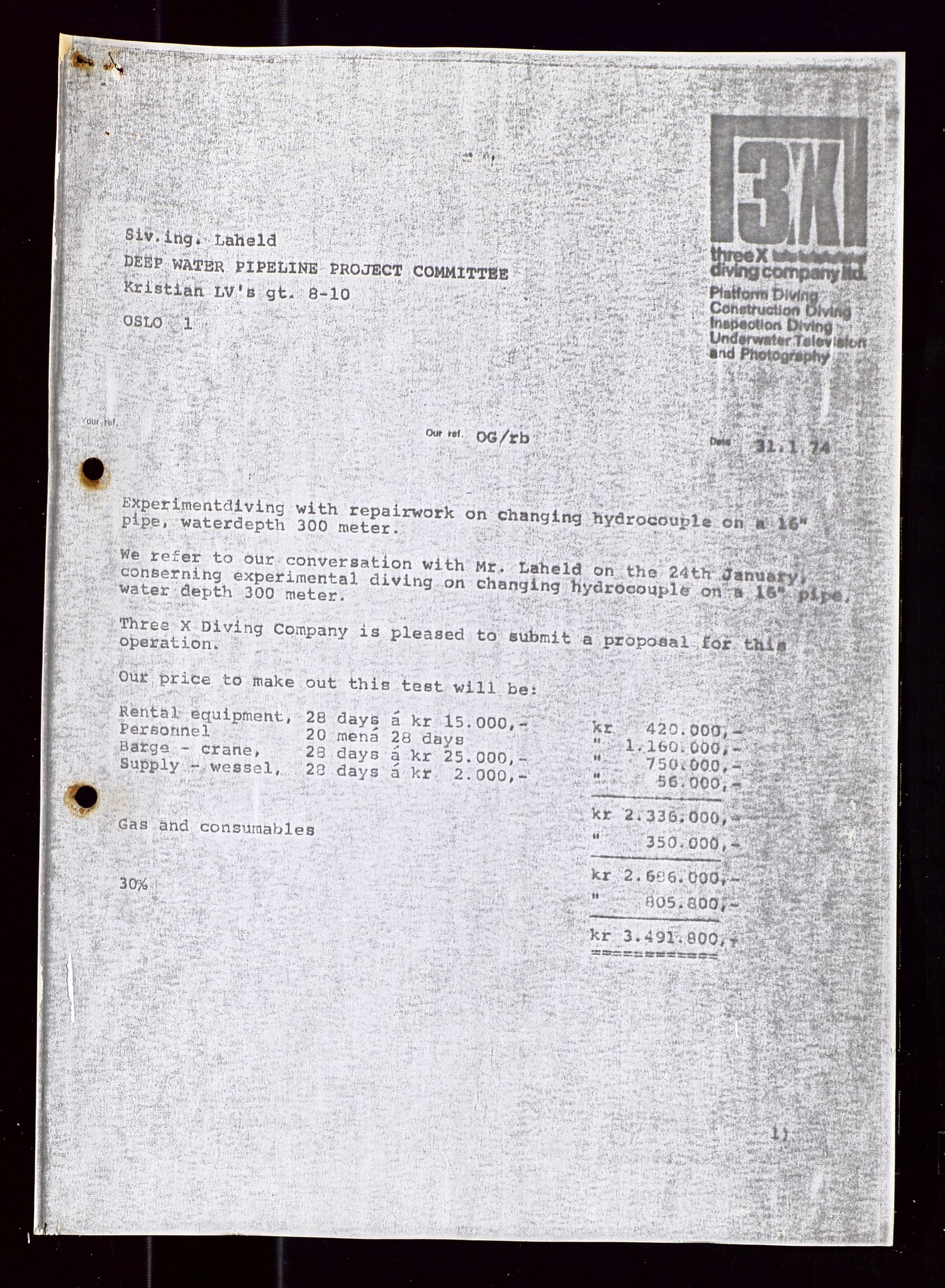 Industridepartementet, Oljekontoret, AV/SAST-A-101348/Di/L0001: DWP, møter juni - november, komiteemøter nr. 19 - 26, 1973-1974, s. 119