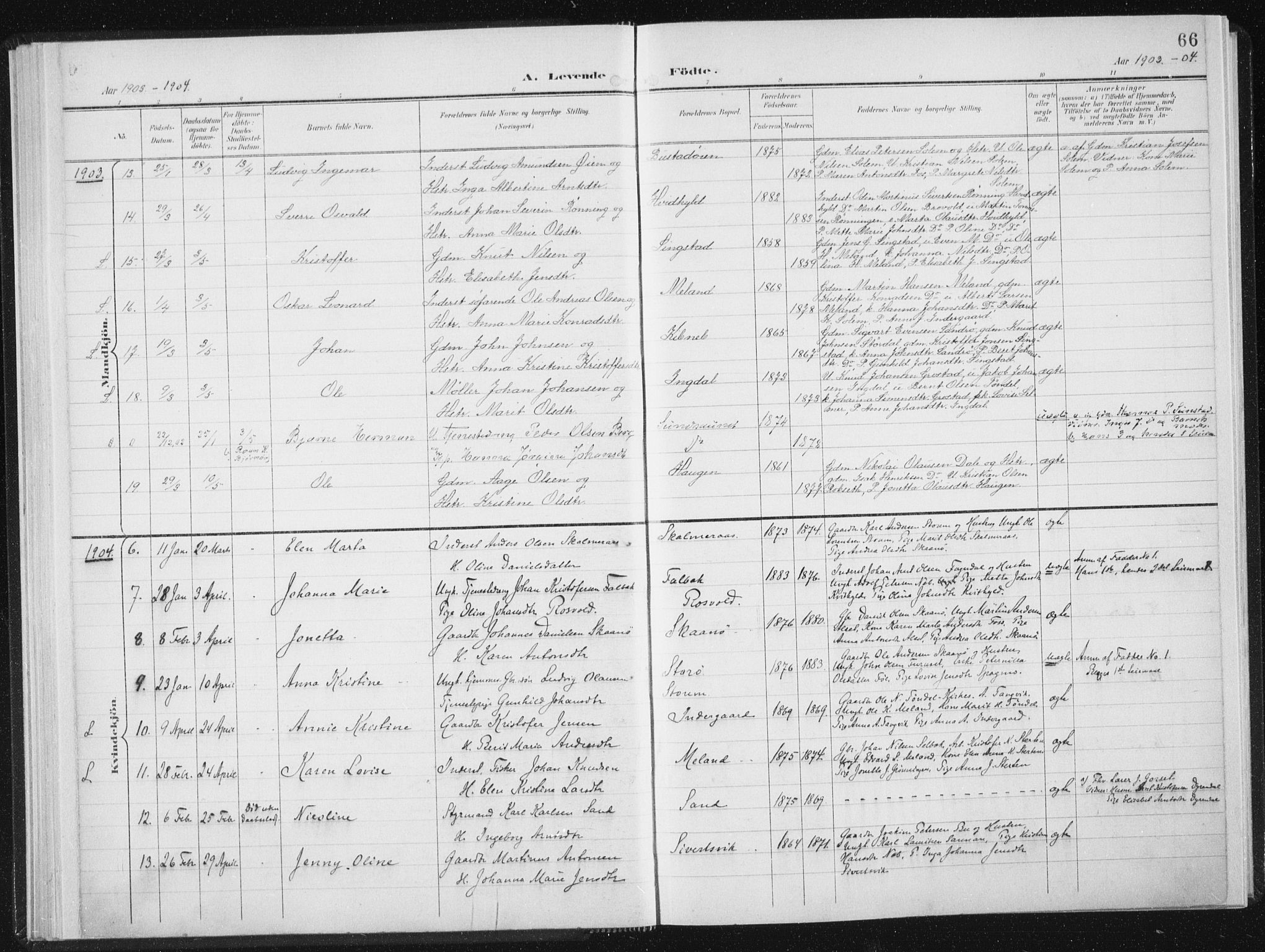 Ministerialprotokoller, klokkerbøker og fødselsregistre - Sør-Trøndelag, AV/SAT-A-1456/647/L0635: Ministerialbok nr. 647A02, 1896-1911, s. 66