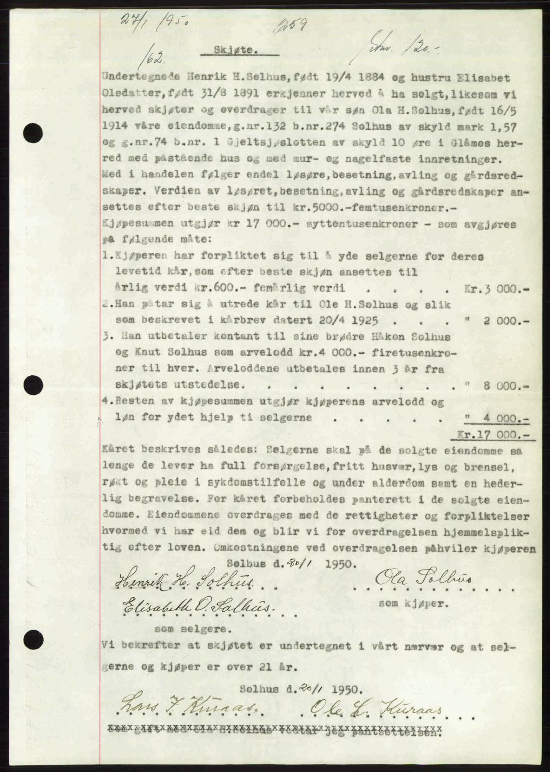 Gauldal sorenskriveri, SAT/A-0014/1/2/2C: Pantebok nr. A9, 1949-1950, Dagboknr: 162/1950