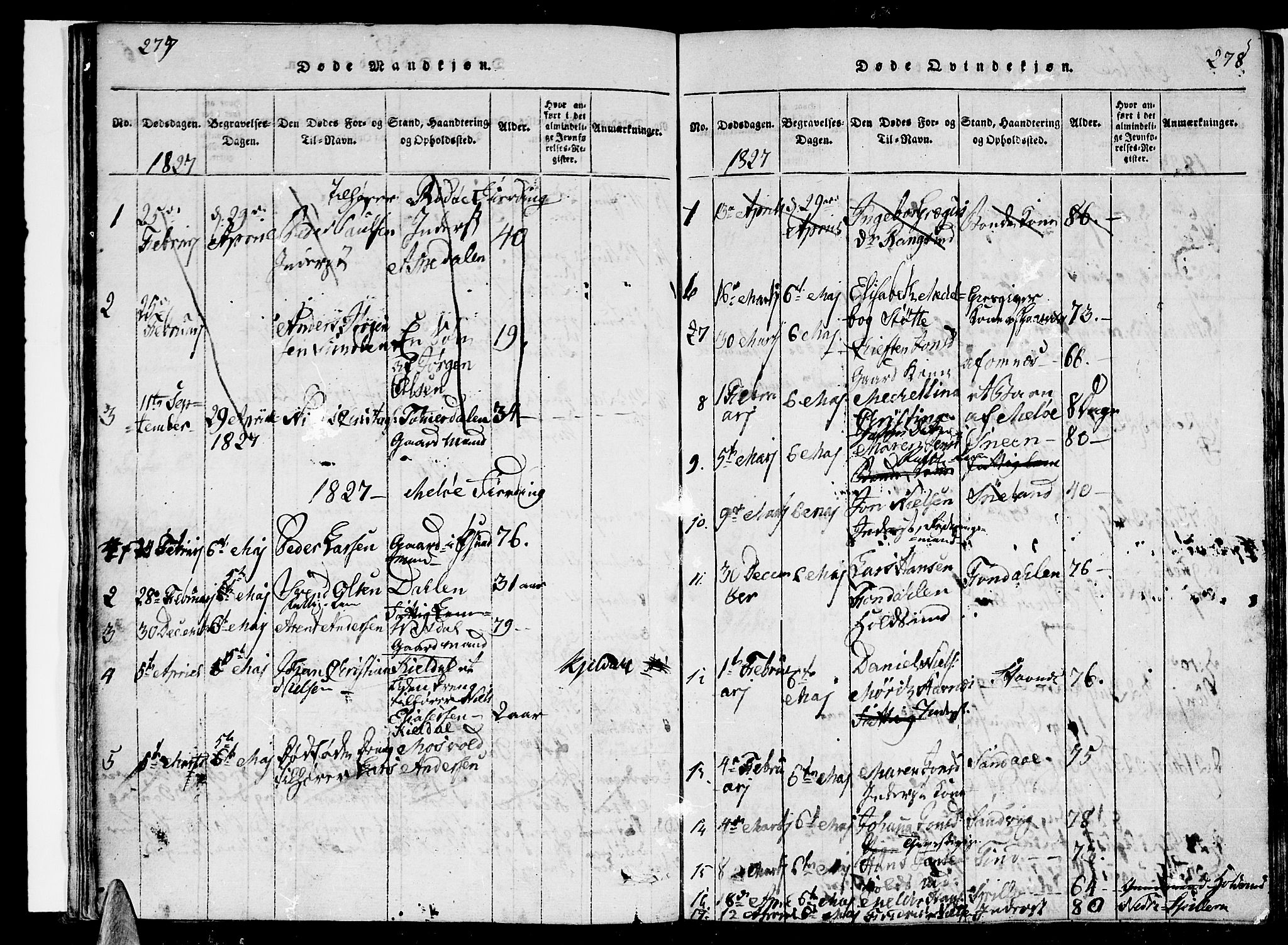 Ministerialprotokoller, klokkerbøker og fødselsregistre - Nordland, AV/SAT-A-1459/841/L0617: Klokkerbok nr. 841C01 /2, 1820-1830, s. 277-278