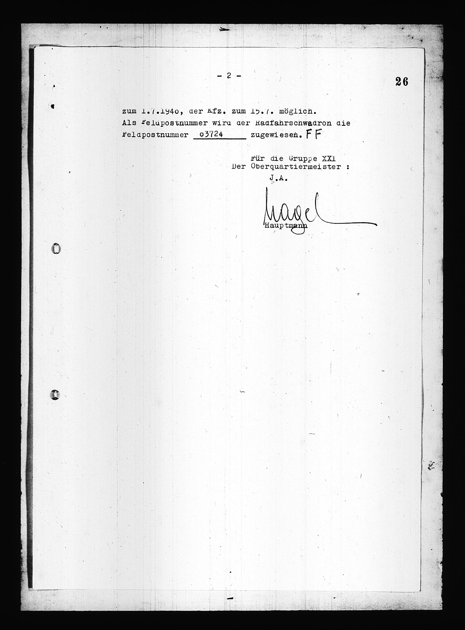 Documents Section, RA/RAFA-2200/V/L0083: Amerikansk mikrofilm "Captured German Documents".
Box No. 722.  FKA jnr. 615/1954., 1940, s. 445