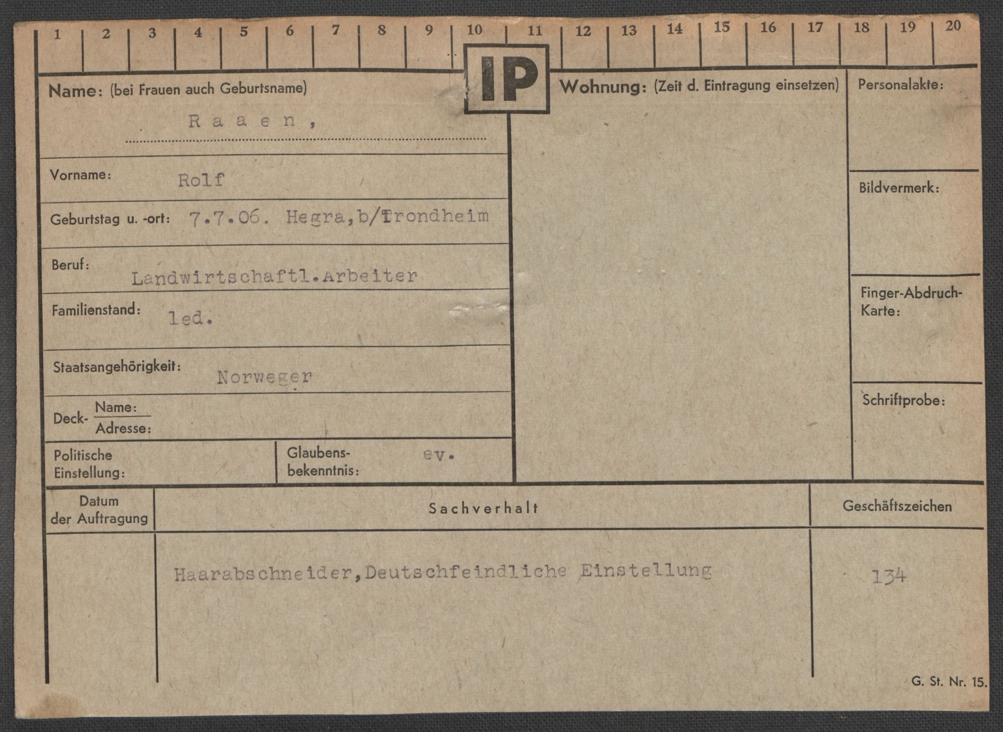 Befehlshaber der Sicherheitspolizei und des SD, RA/RAFA-5969/E/Ea/Eaa/L0009: Register over norske fanger i Møllergata 19: Ru-Sy, 1940-1945, s. 220