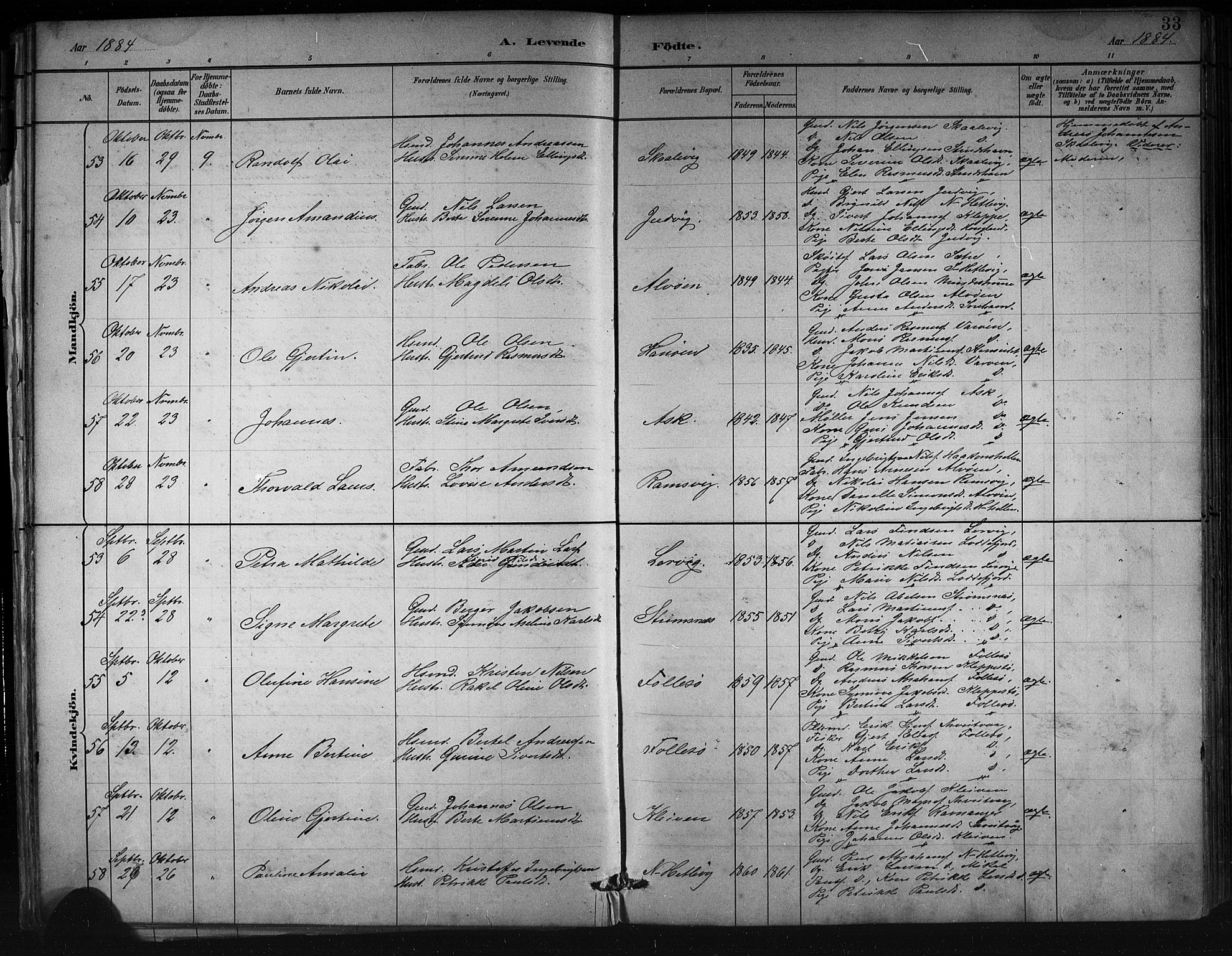 Askøy Sokneprestembete, AV/SAB-A-74101/H/Ha/Hab/Haba/L0008: Klokkerbok nr. A 8, 1882-1893, s. 33